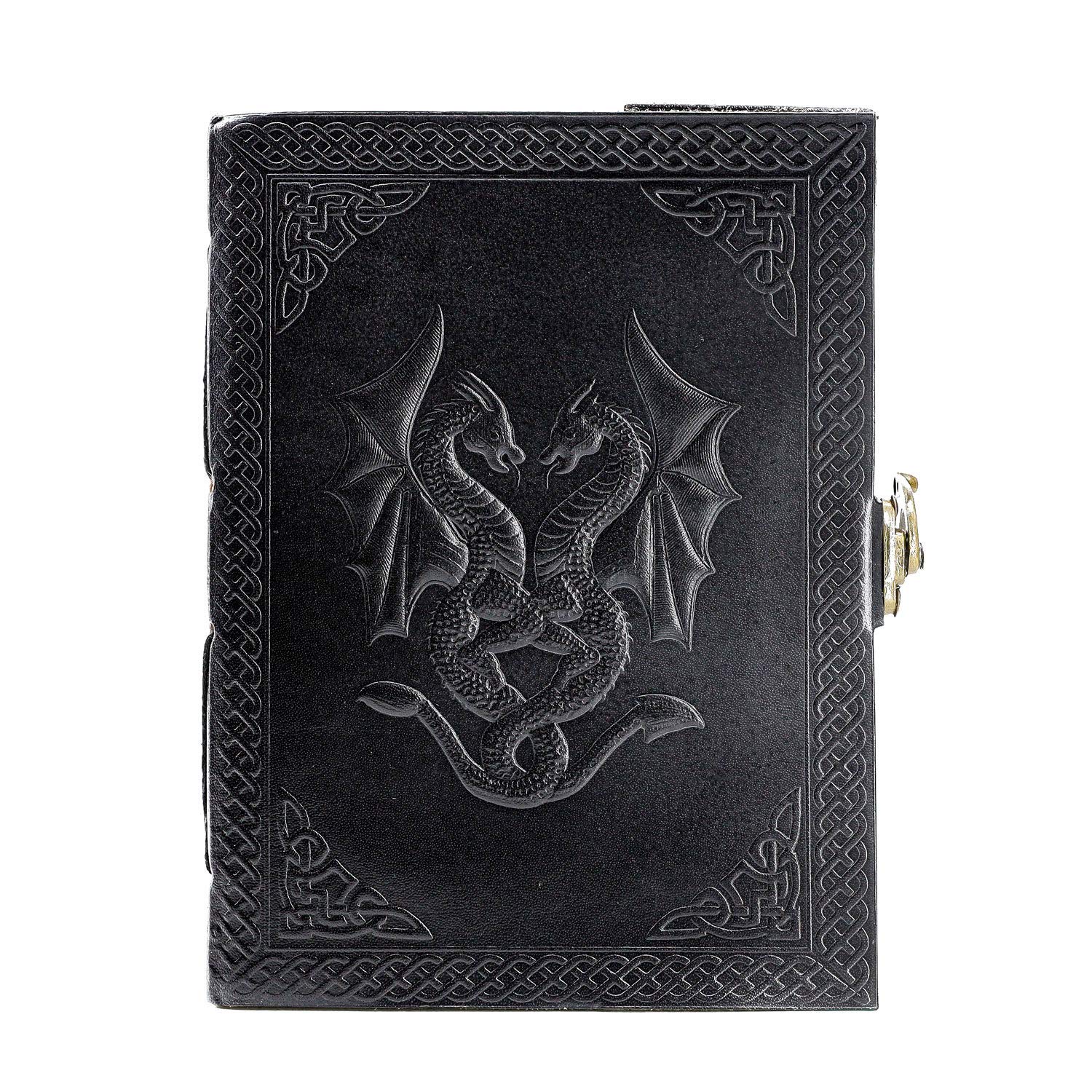 Handmade Leather Double Dragon Journal - Unlined Writing Notebook for Men & Women, Artist Sketchbook & Daily Diary Notepad | Perfect for Journaling, Note Taking, Drawing & Gift Giving