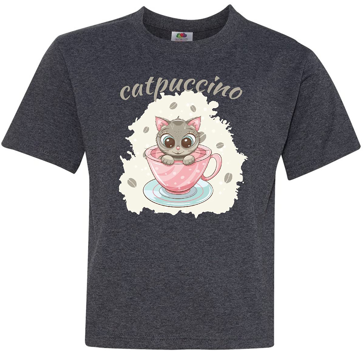 Inktastic Catpuccino Cute Cat in Pink Coffee Mug T-Shirt for Women & Men - Funny Coffee Lover Gift Idea for Cat Owners - Perfect for Casual Wear, Gifts & Coffee Shops