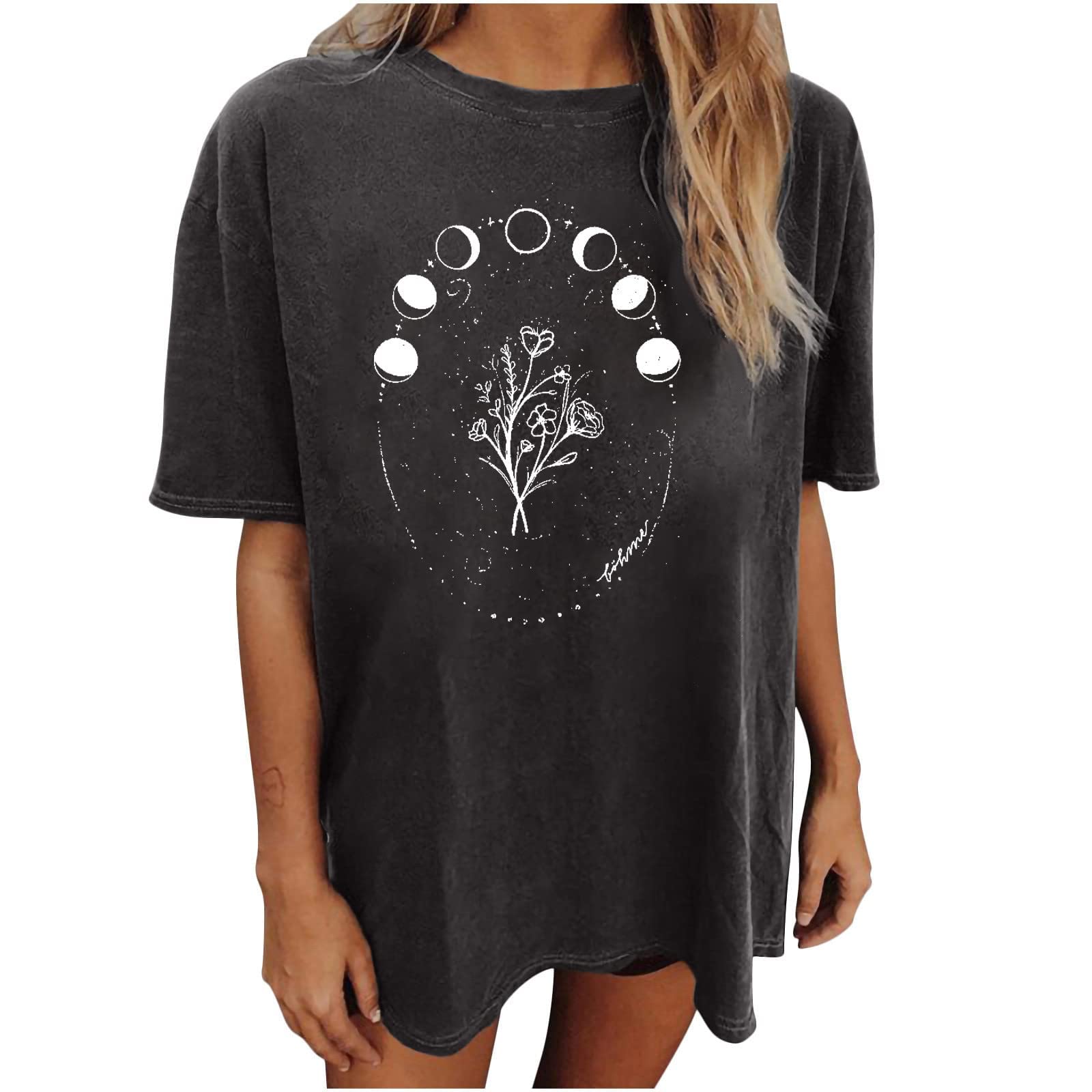 Oversized T-Shirts for Women - Loose Fit Round Neck Summer Graphic Tees - Junior Boyfriend Style Casual Tops - Perfect for Everyday Wear, Beach Outings & Street Fashion