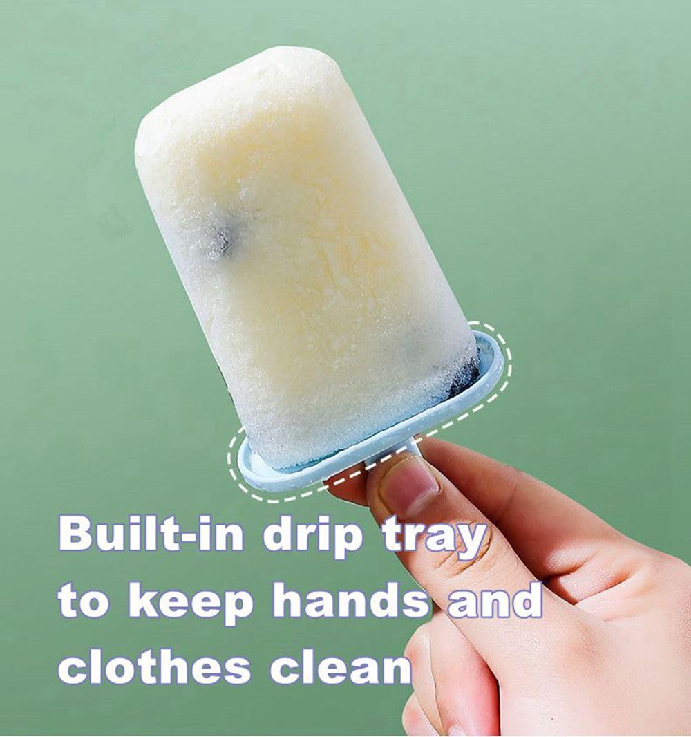 6-Piece BPA-Free Popsicle Molds Set - Easy Release Ice Pop Maker for Homemade Ice Cream & Frozen Treats - Perfect for Summer Snacks, Kids Parties & Healthy Desserts (Blue)