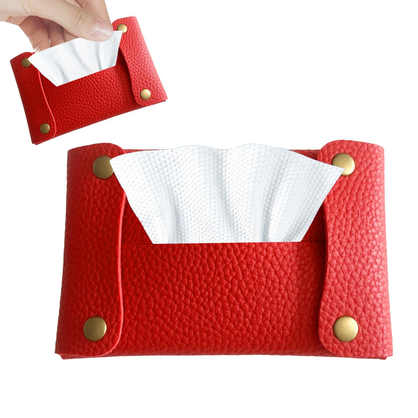 Reusable Travel Tissue Holder - PU Leather Storage Bag for Soft Tissues & Cotton Pads | Hygienic Tissue Case for Car, Home & Office Use | Portable Organizer for Facial Tissues & Personal Care Essentials