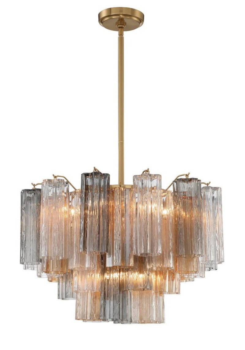 Addens 9-Light Modern Crystal Chandelier for Dining Room, Living Room, Bedroom - Elegant Ceiling Light Fixture with Clear Glass Shades & Gold Finish