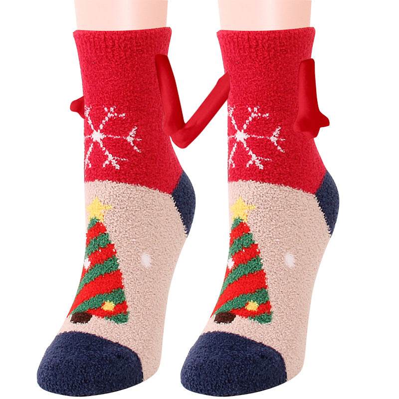 Hand In Hand Magnetic Christmas Socks - Festive Holiday Socks for Couples & Families - Perfect for Christmas Gifts, Stocking Stuffers & Winter Home Decor