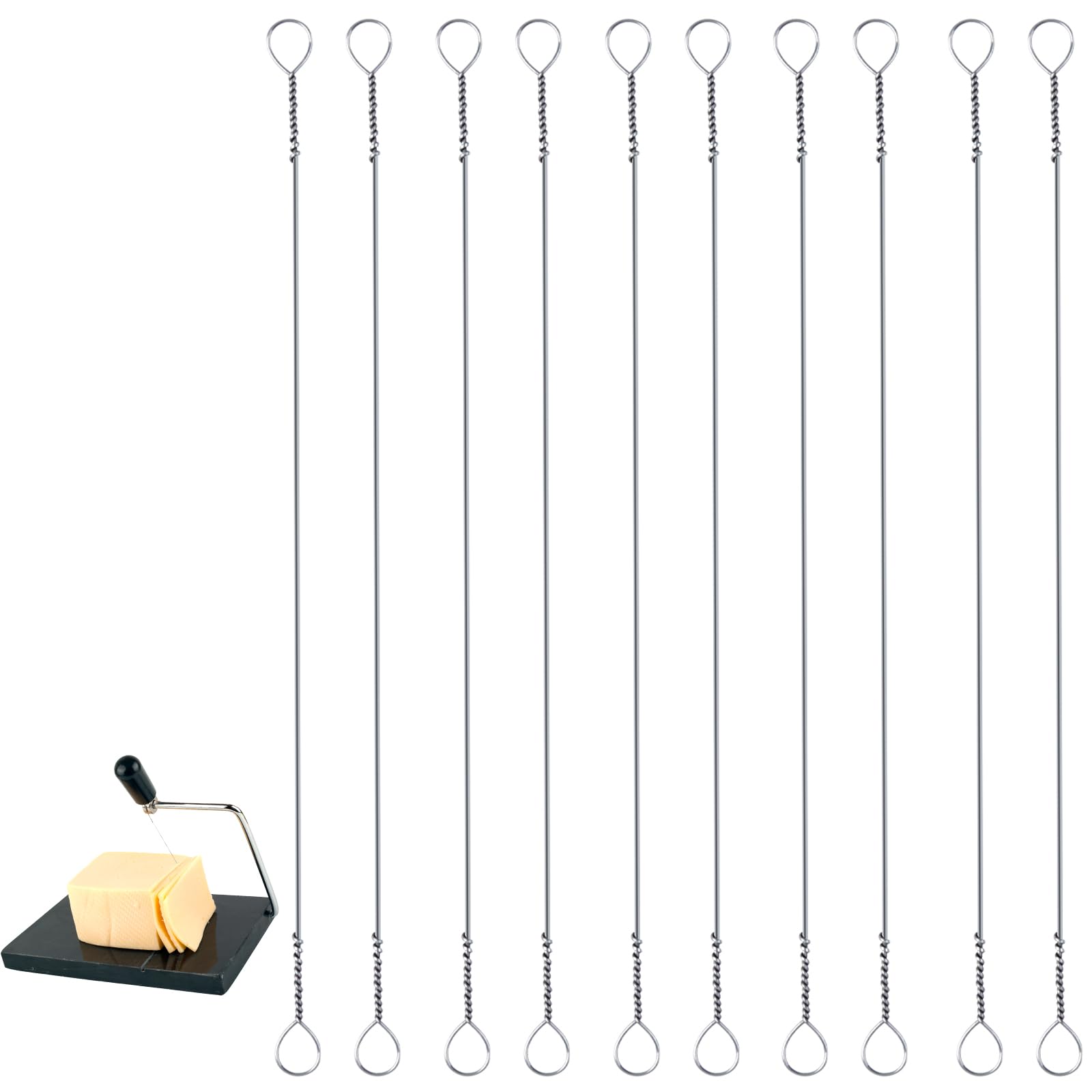 10PCS Stainless Steel Cheese Slicer Wires - 6 Inch Professional Cheese Cutter Kit for Block Cheese, Butter & More | Durable Kitchen Tool for Home, Restaurant & Catering | Perfect for Cheese Boards, Charcuterie & Food Prep