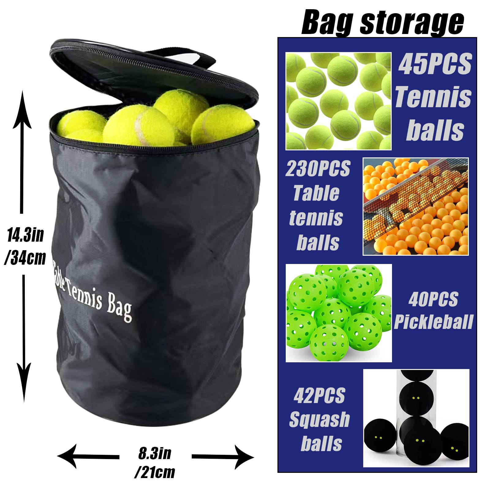 Portable Tennis Ball Bag with 45-Capacity Storage - Durable Tennis Ball Basket for Training, Baseball, Table Tennis & Pickleball | Perfect for Court Practice, Gym Sessions & Outdoor Sports