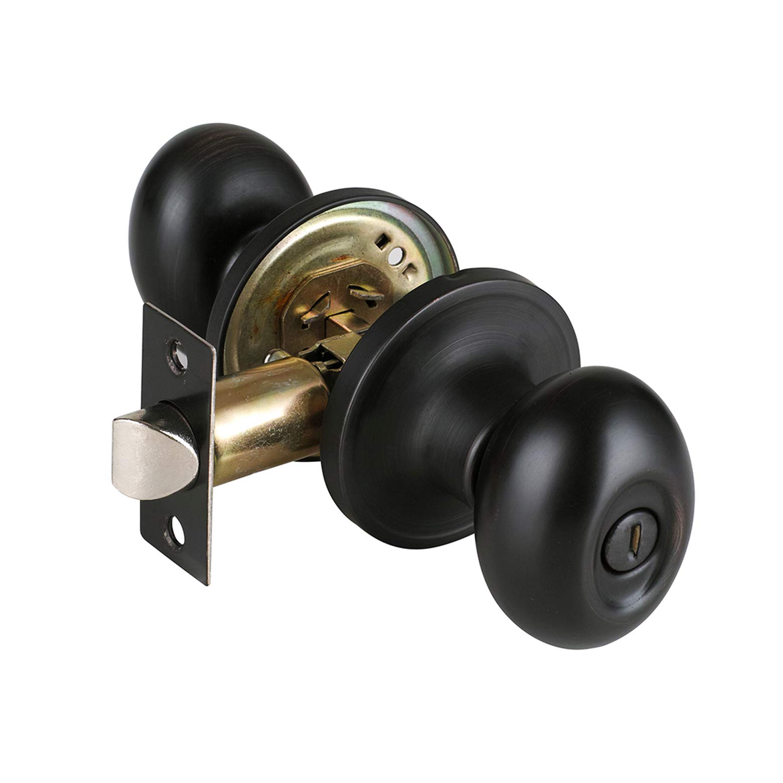 Egg Style Privacy Door Knob Lock - Oil Rubbed Bronze Keyless Entry Handle for Bedroom & Bathroom (692-ORB-BK) | Perfect for Home, Office, and Rental Properties