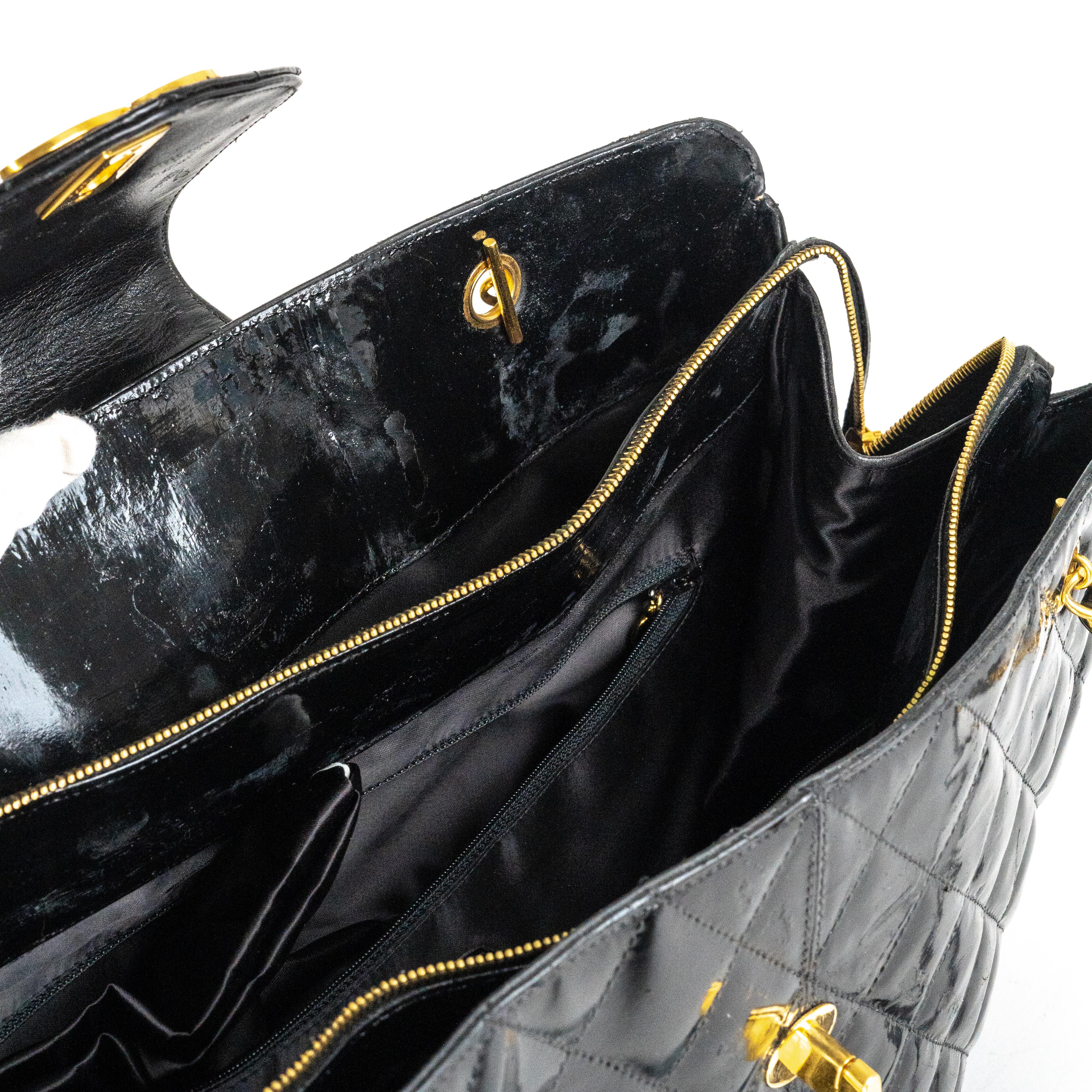 Chanel Supermodel Patent Leather Tote Bag - Black Luxury Handbag for Women | Perfect for Work, Travel & Everyday Use