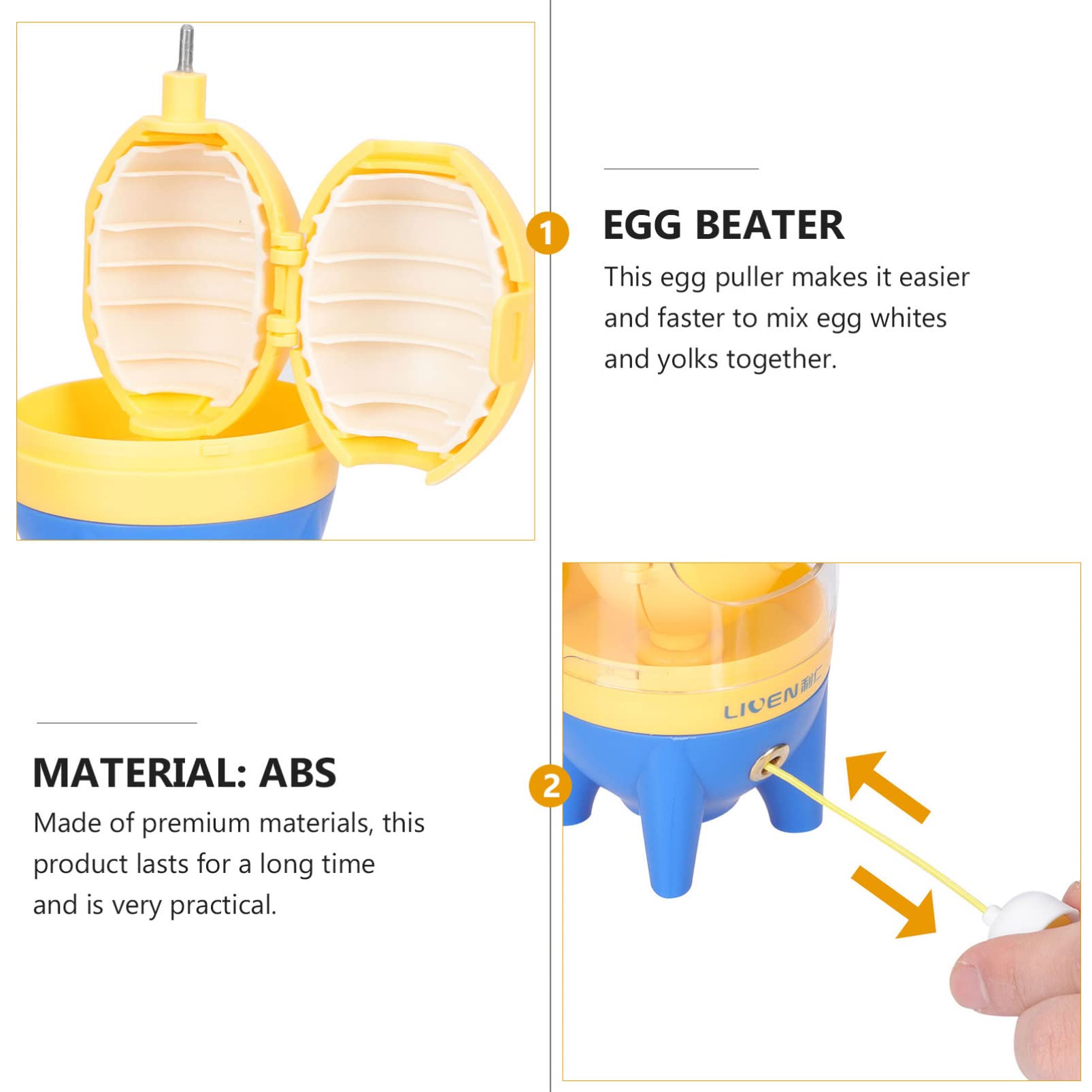 Hemoton Handheld Egg Scrambler - Golden Egg Whisk & Mixer for Cooking - Manual Egg Yolk & White Blender - Perfect for Baking, Omelets, Pudding & Kitchen Prep