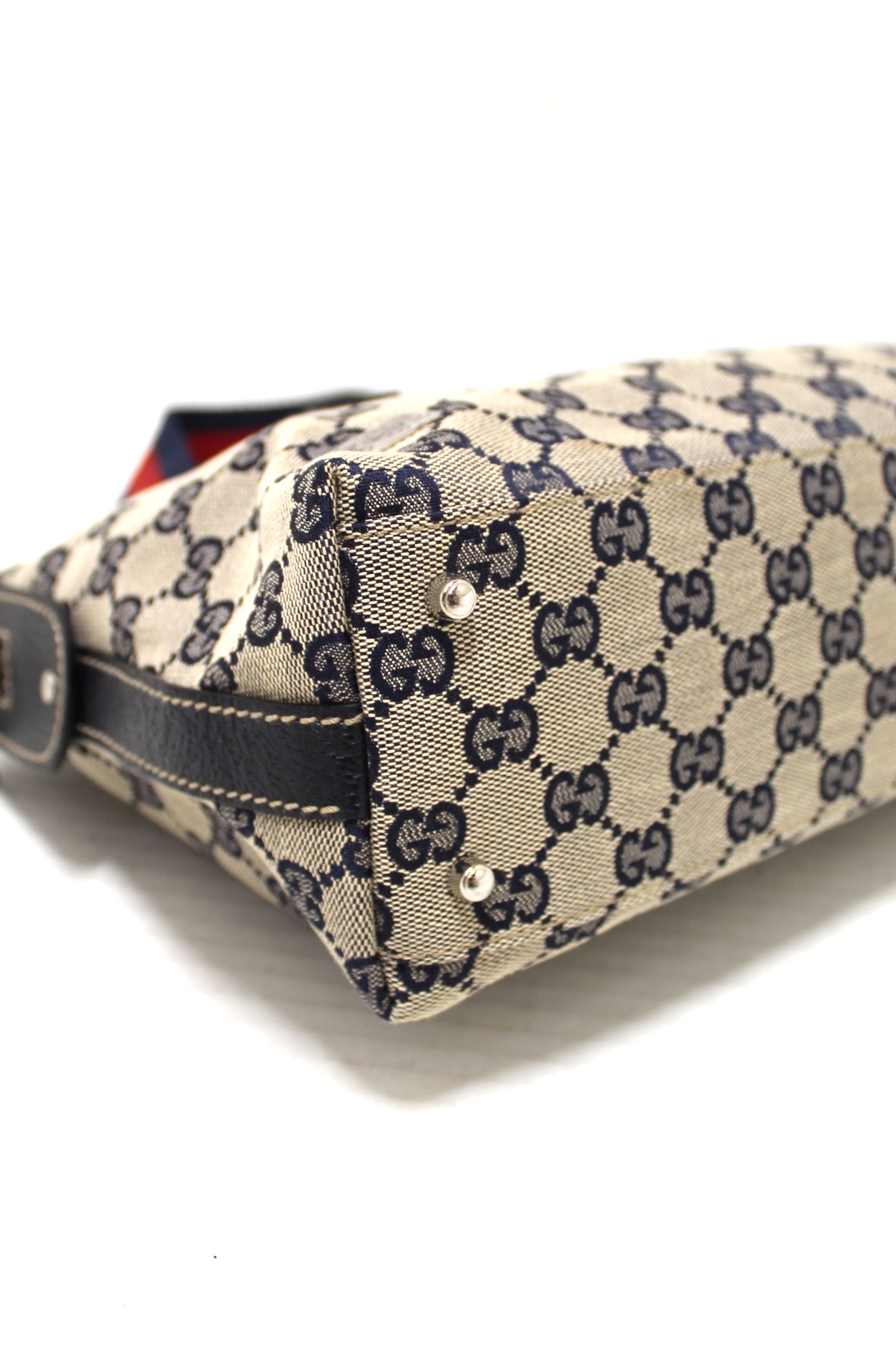 Authentic Vintage Gucci GG Canvas Handbag for Women - Blue Crossbody Purse for Casual Outings, Travel & Everyday Use