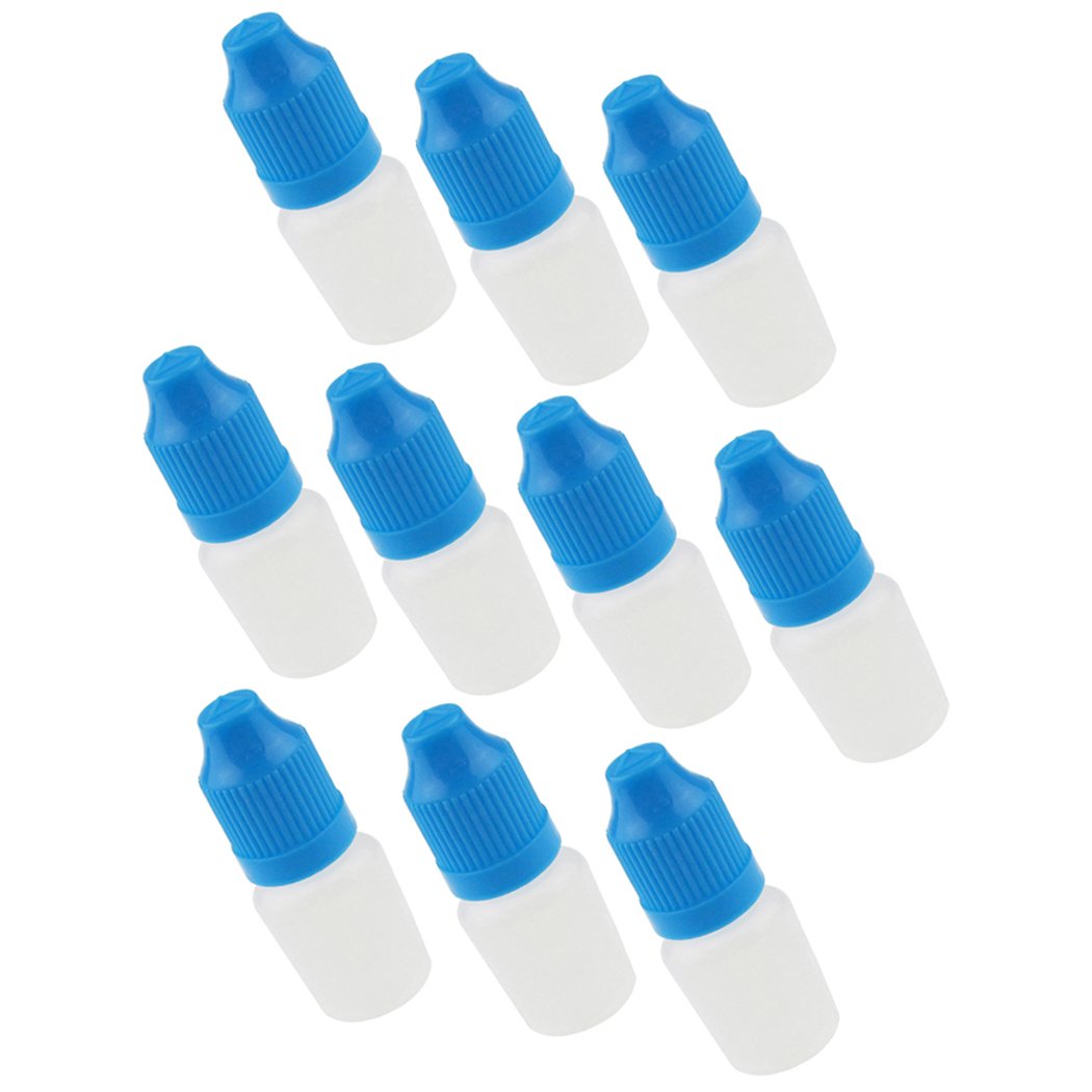 3ml Empty Dropper Bottles with Childproof Cap - 10 Pack Blue Plastic Squeezable Liquid Containers for Essential Oils, DIY Juice, Cosmetics & Travel Size Products