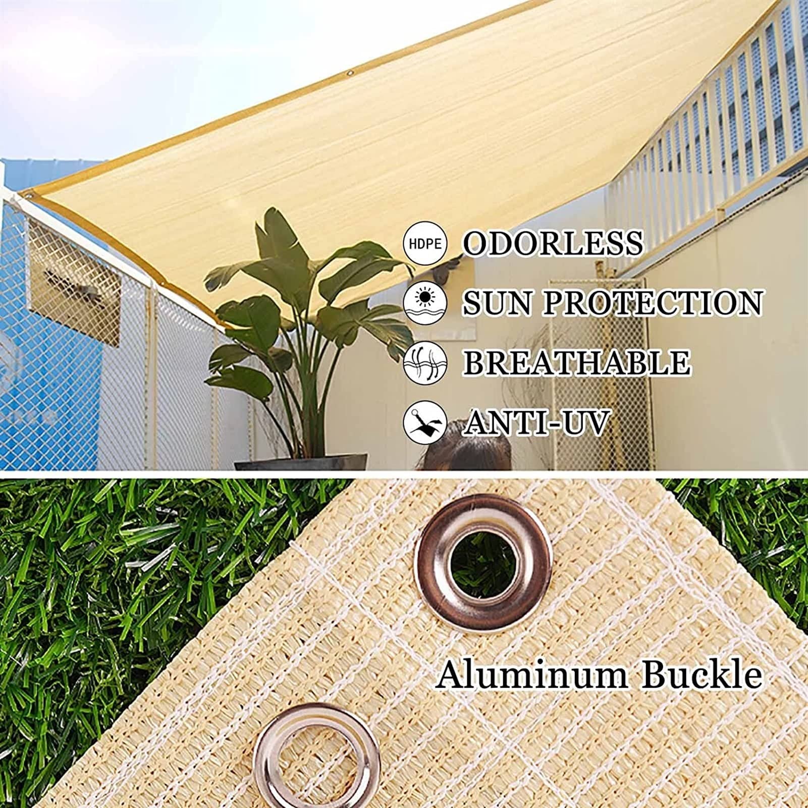 Premium Sun Shade Sail Canopy - Heavy Duty Outdoor UV Protection (1×1m to 10×10m) - Water & Air Permeable Patio Cover for Deck, Backyard, Pergola - Perfect for Summer Cooling, Poolside Lounging & Outdoor Entertaining