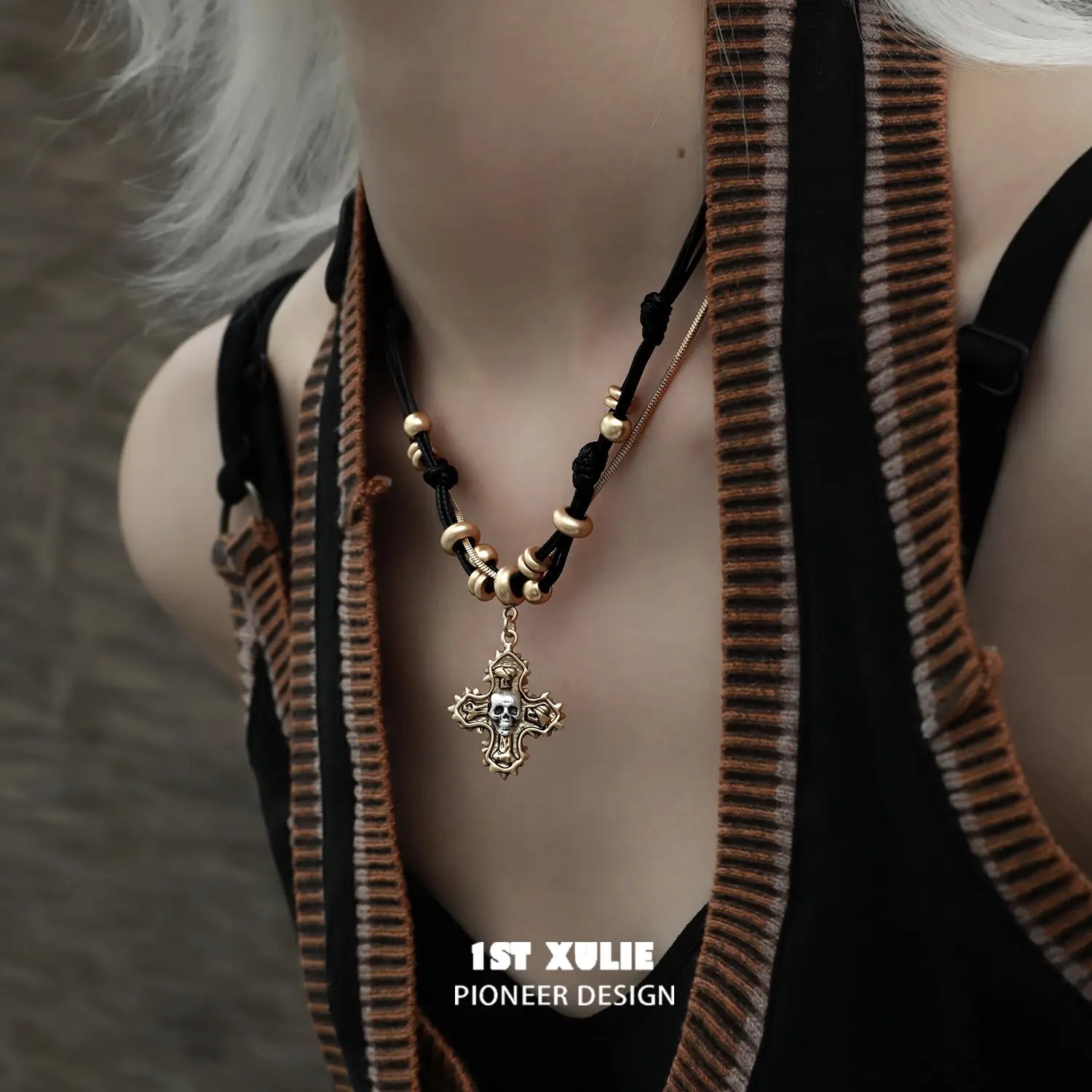 18K Gold Plated Vintage Skull Necklace for Women - Gothic Punk Jewelry for Halloween, Costume Parties & Everyday Wear