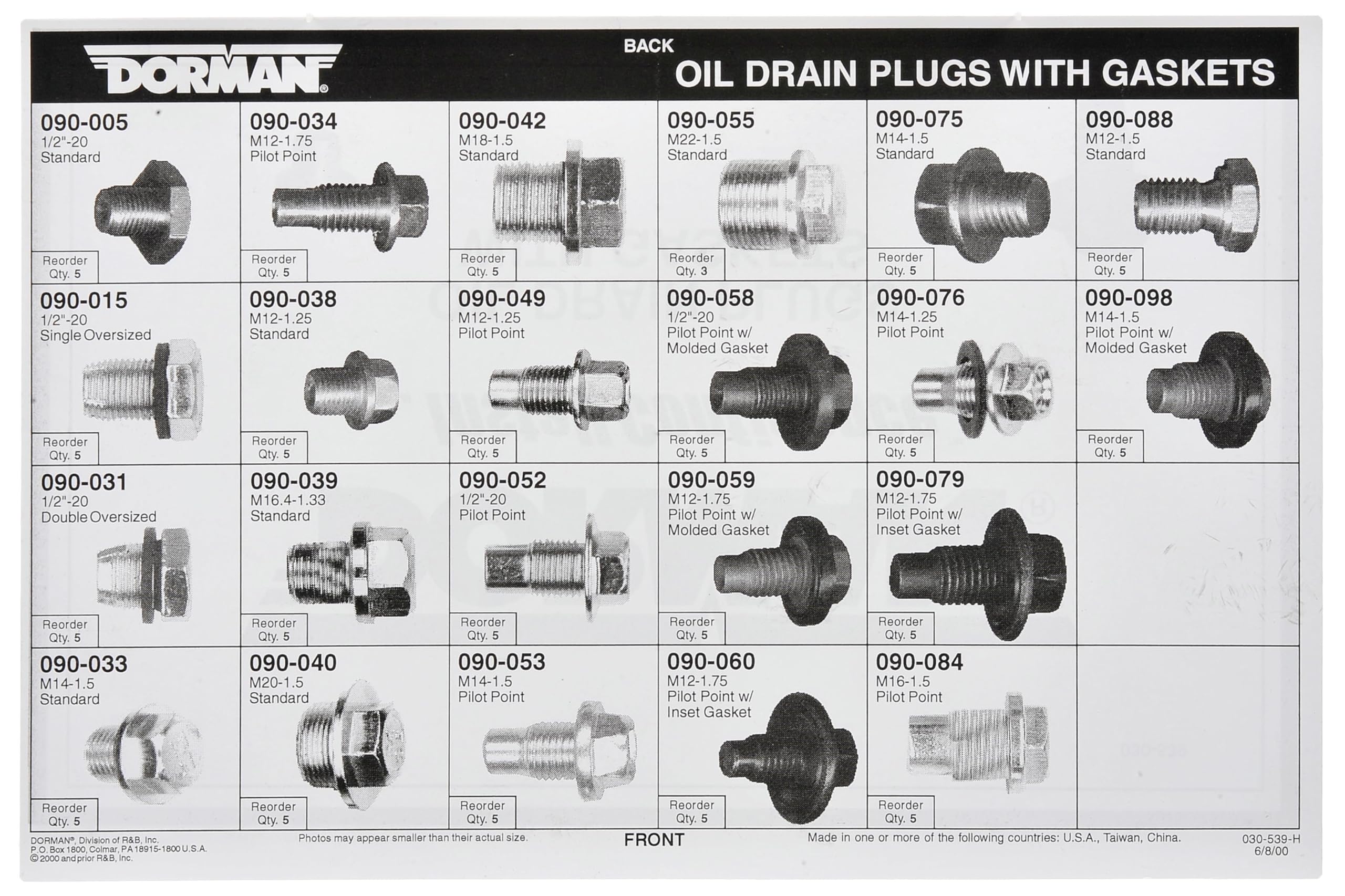 Dorman 030-539 Universal Oil Drain Plug Tech Tray Set - 44 Piece Automotive Drain Plug Kit with 22 SKUs - Fits Most Vehicles for Oil Changes & Maintenance