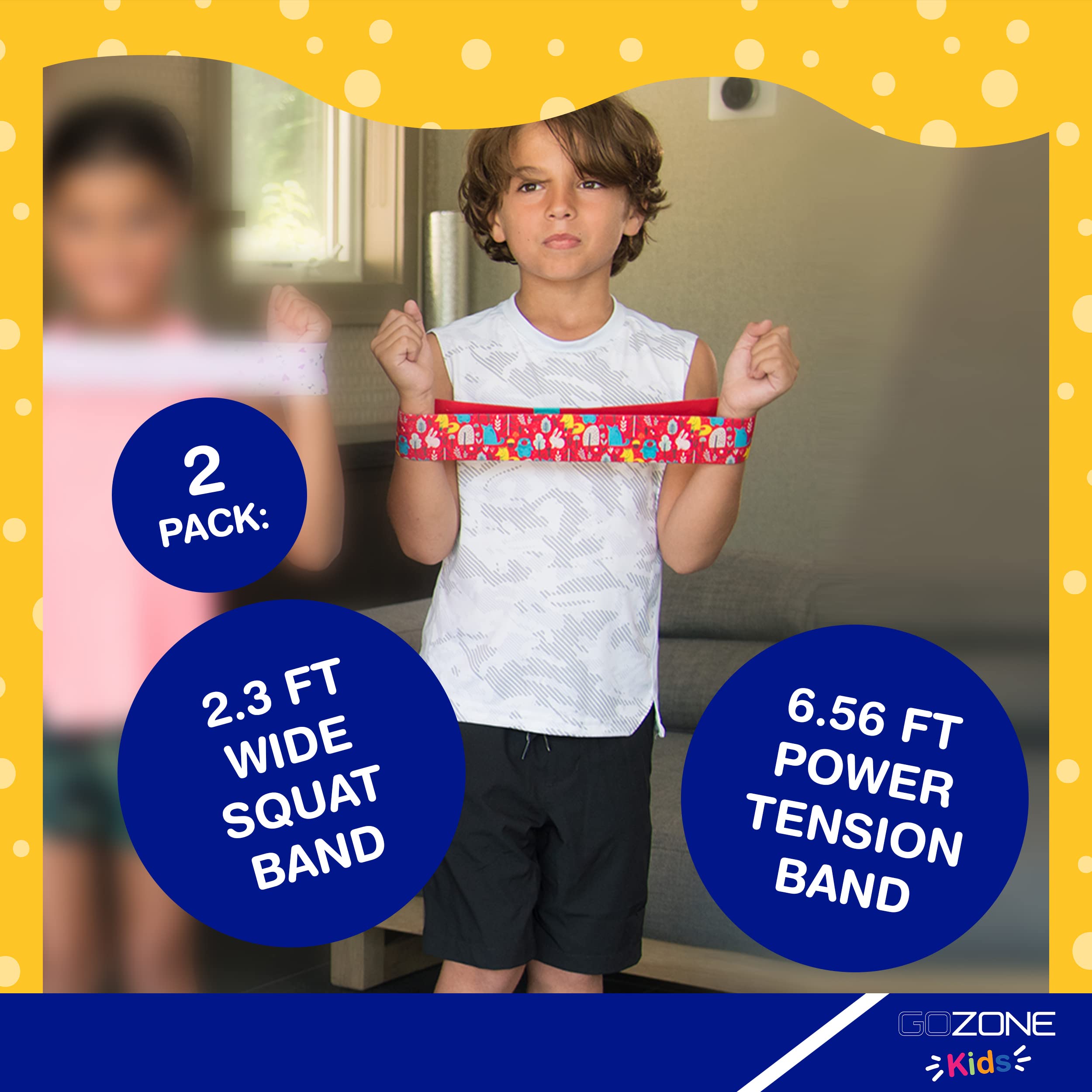 Kids Bouncy Bands for Chairs - 2 Pack Fidget Bands for Desks | Extra Light Fabric Squat & Power Bands | Wild Print Red & Blue - Improve Focus for ADHD & Classroom Use