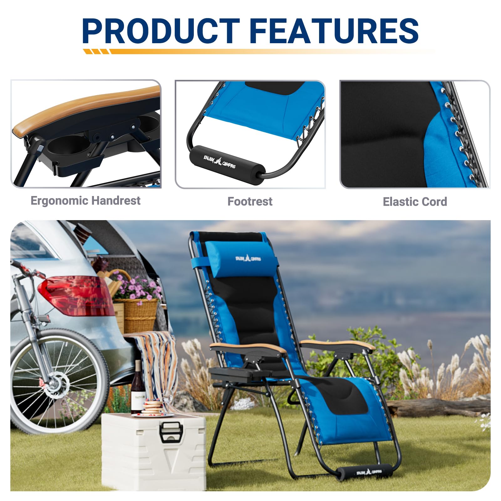 UDPATIO Zero Gravity Chair Set of 2 - XL 30In Oversized Outdoor Recliners with Cup Holder, Footrest & Padded Headrest - Heavy Duty 500lbs Capacity - Perfect for Patio, Poolside, Beach & Backyard Relaxation