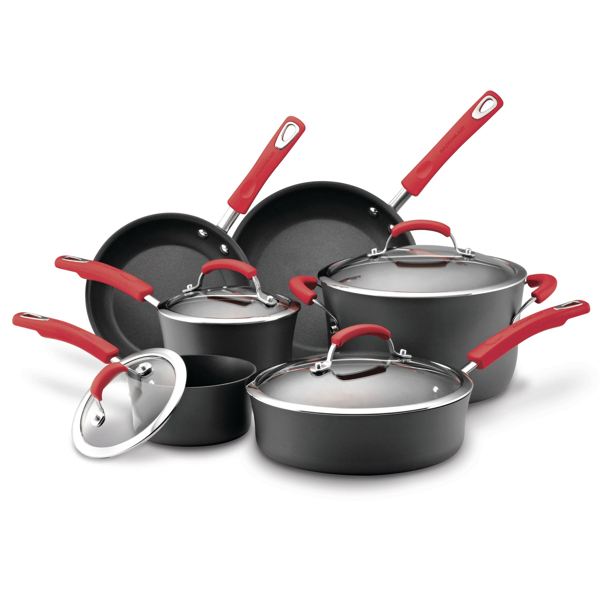 10-Piece Hard Anodized Nonstick Cookware Set - Durable Kitchen Pots and Pans for Frying, Boiling & Baking - Perfect for Home Chefs & Professional Kitchens