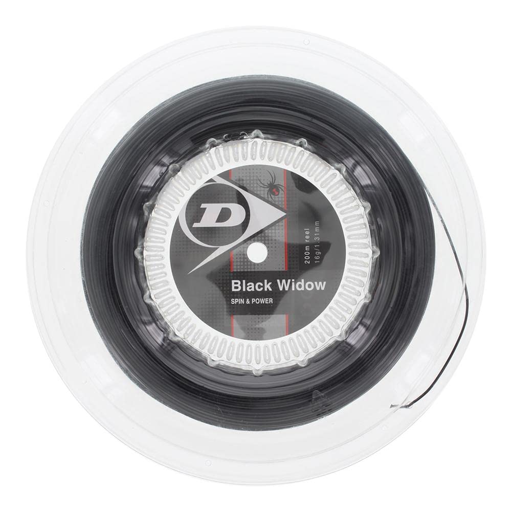 DUNLOP Black Widow 17-1.26mm Tennis String Reel (200M) - Premium Polyester String for Power & Spin | Perfect for Tennis Rackets & Stringing Machines | Great for Competitive Play & Practice Sessions