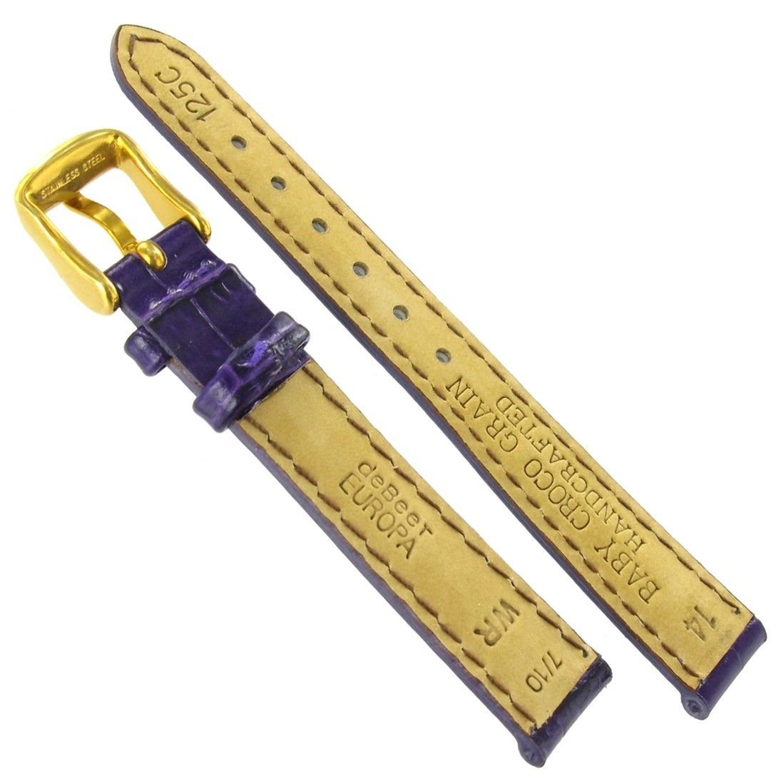 12mm Violet Crocodile Grain Watch Band - Luxury Strap for Dress Watches