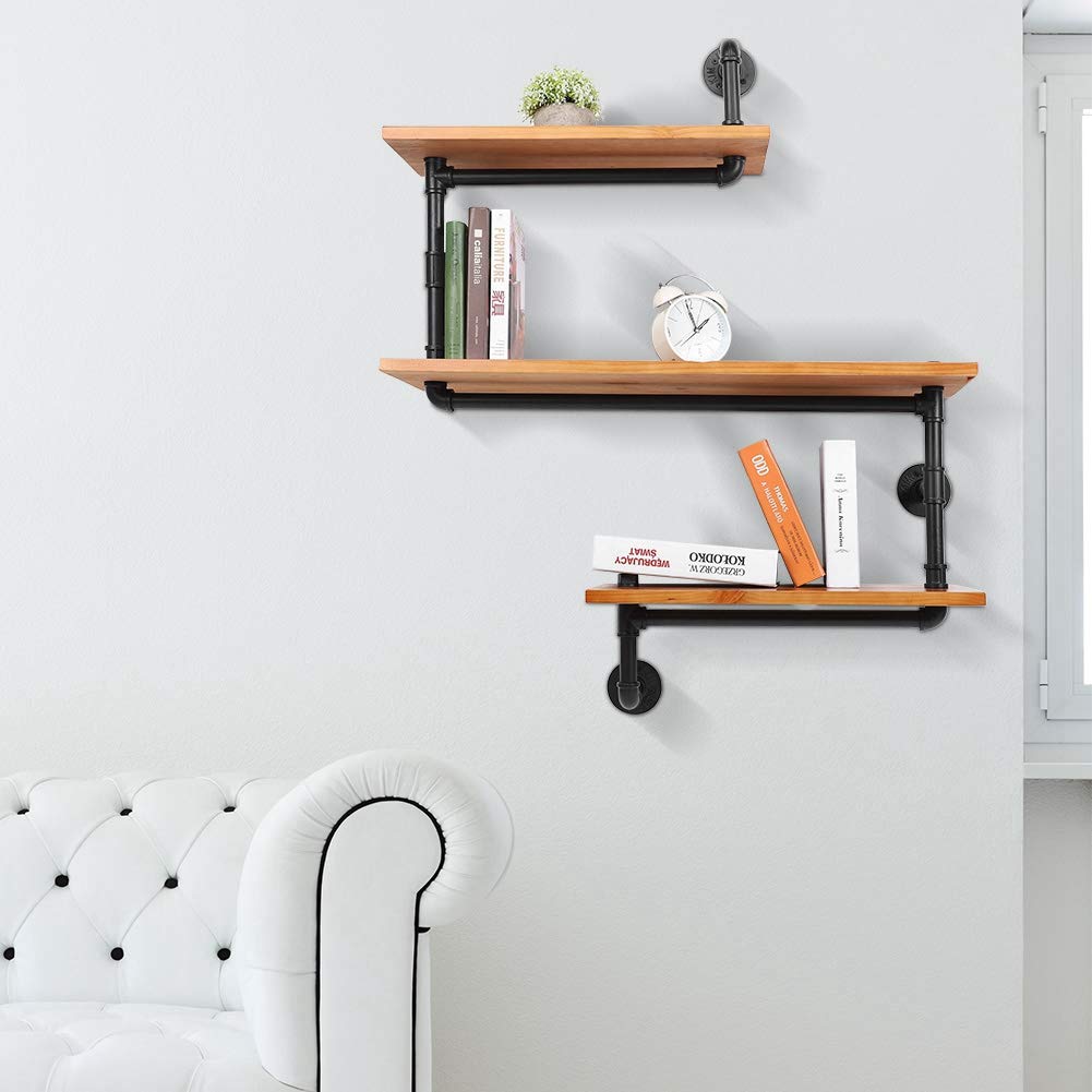 ZCYYL Wrought Iron Industrial Pipe Shelf - Retro Floating Wall Mounted Bar Shelves, DIY Water Pipe Storage Shelf for Kitchen, Bathroom, Living Room, Bookshelf & Home Decor