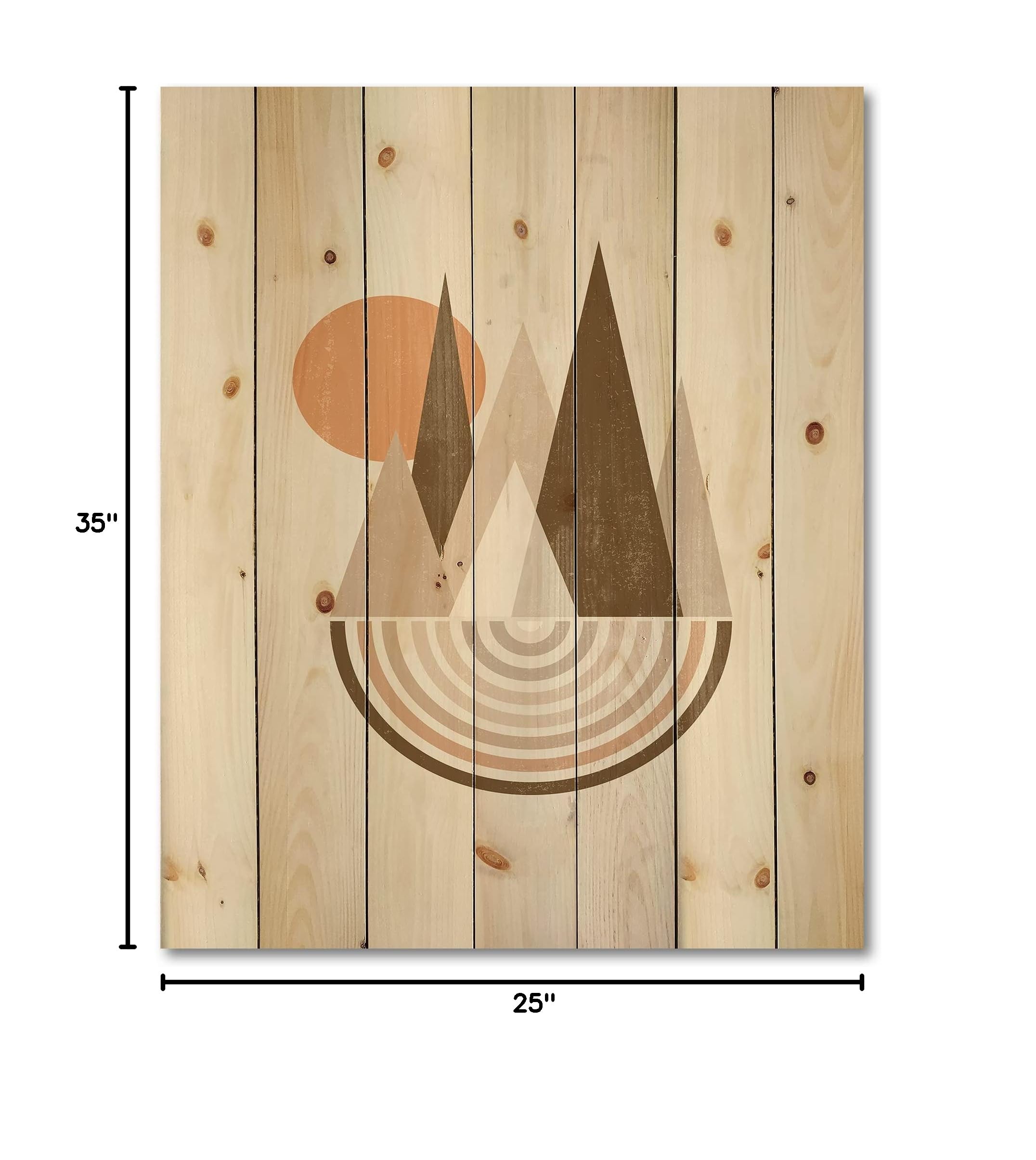 Minimalist Mountain Landscape Wood Wall Art - Modern Pine Decor for Living Room