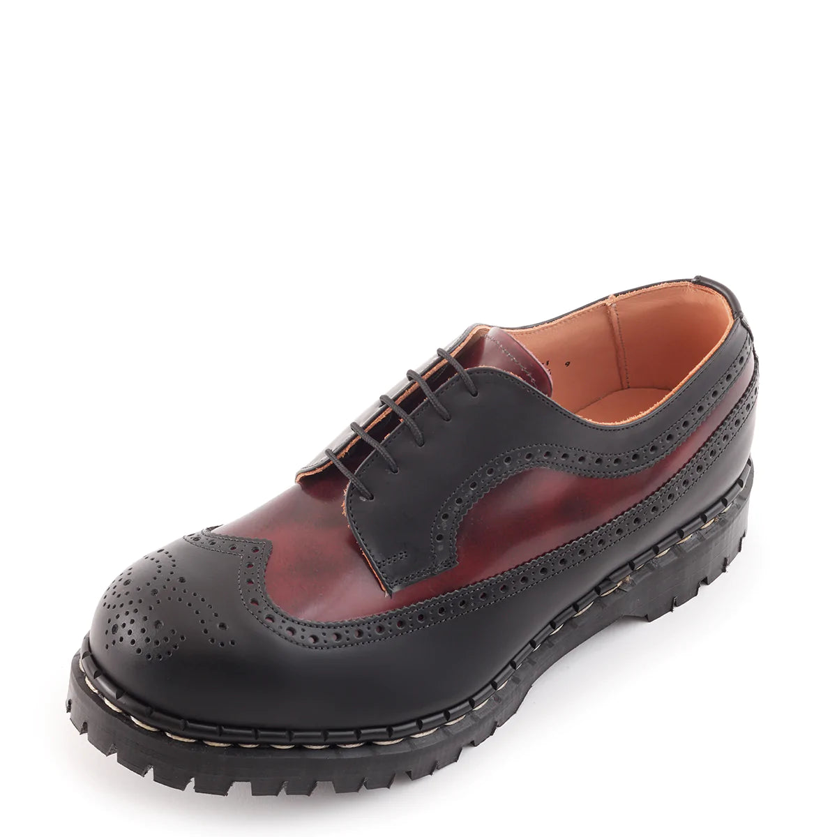 GRIPFAST Burgundy & Black Steel Toe Cap Brogue Shoes for Men - American Made Work Boots - Safety Shoes for Construction, Warehouse & Industrial Work