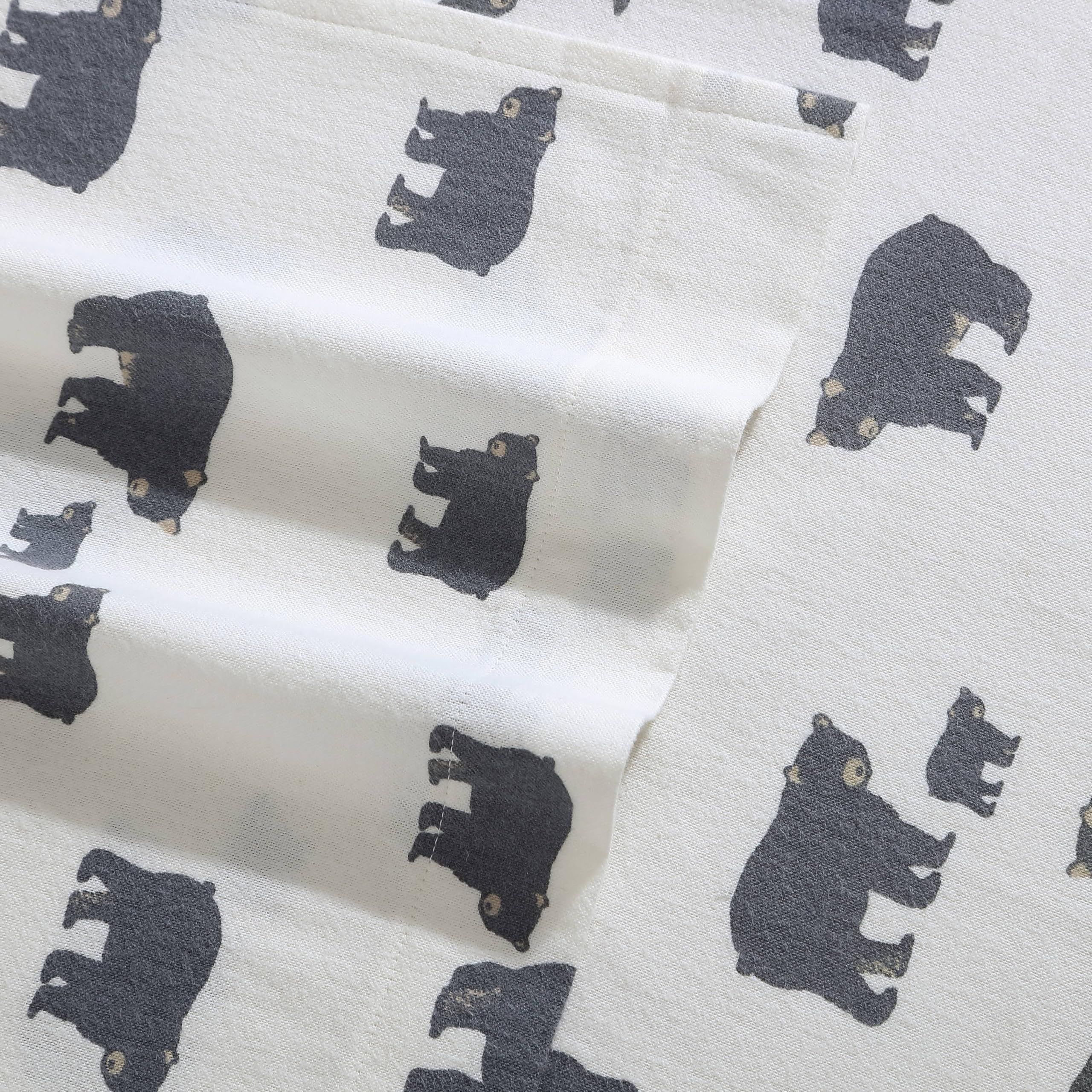 Eddie Bauer Queen Size Cotton Flannel Bed Sheet Set - Ultra Soft Brushed Flannel Bedding for Winter, Cozy Home Decor (Bear Family Print) - Perfect for Cold Weather & Holiday Gift Giving