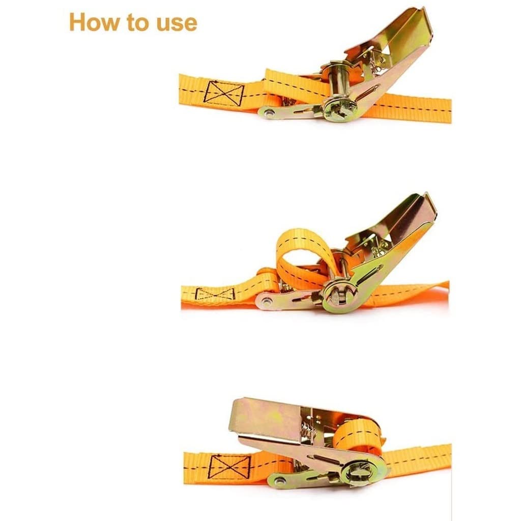 1 Inch Wide Ratchet Tie Down Straps with Safety Latch - 800kg Capacity Heavy Duty Cargo Straps for Securing Appliances, Furniture & Equipment - Perfect for Moving, Transport & Storage