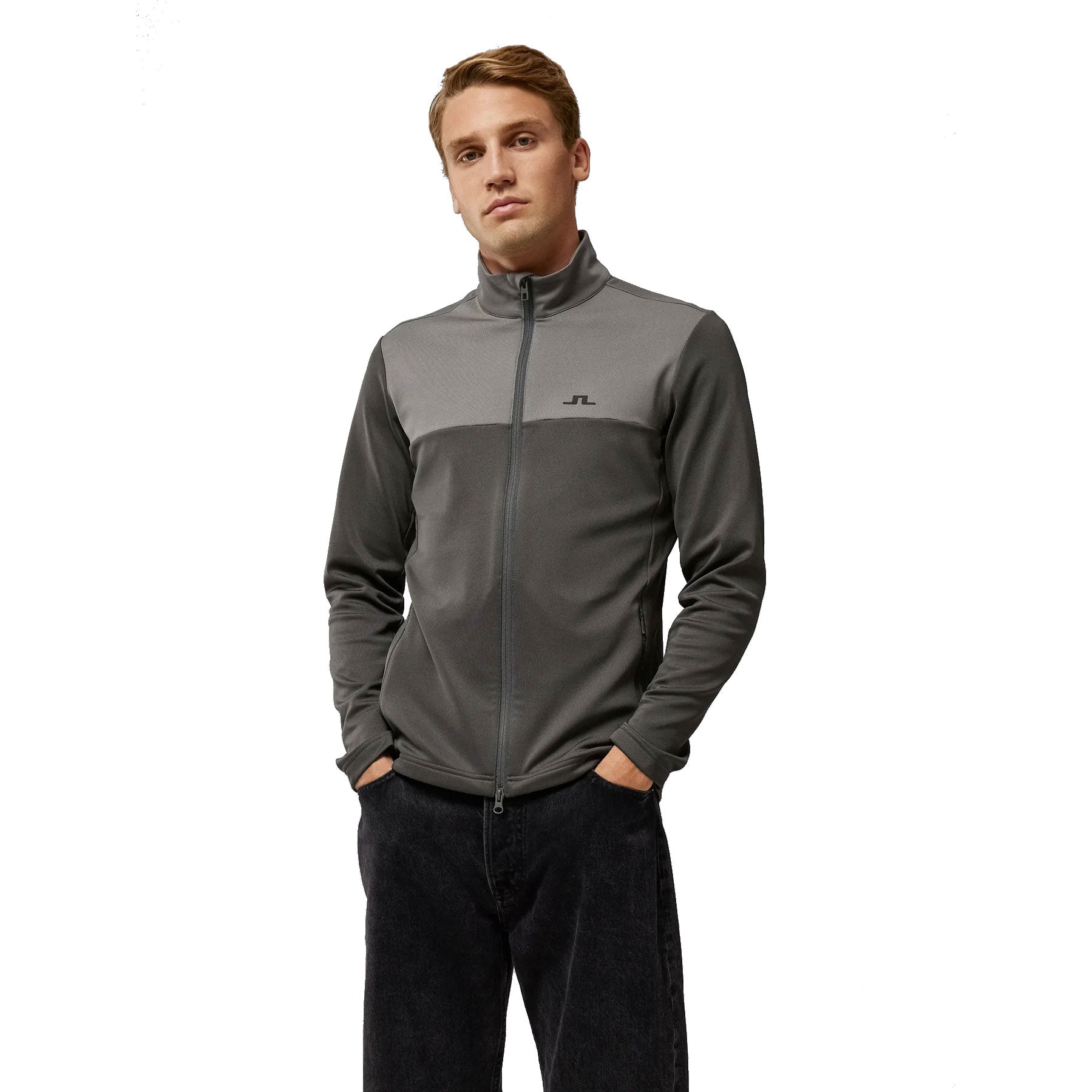 J. Lindeberg Banks Mid Layer Volcanic Ash Men's Golf Jacket - Lightweight Waterproof Windbreaker for Golfing, Hiking & Outdoor Activities