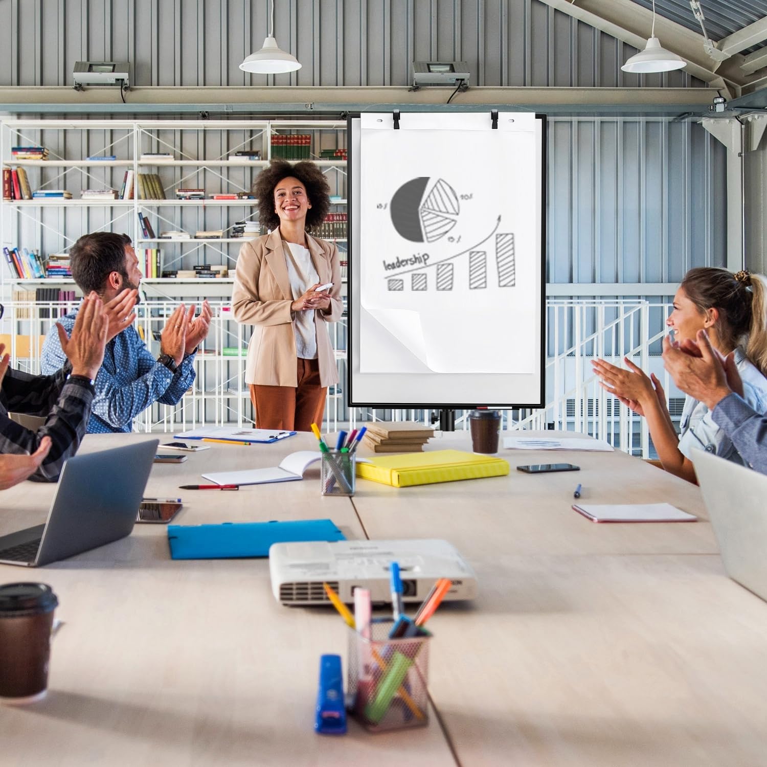 TANKEE 40 x 26 Inches Portable Magnetic Whiteboard Easel - Dry Erase Flip Chart Stand with 25-Sheet Paper Pad | Perfect for Office Meetings, Classroom Teaching & Home Organization