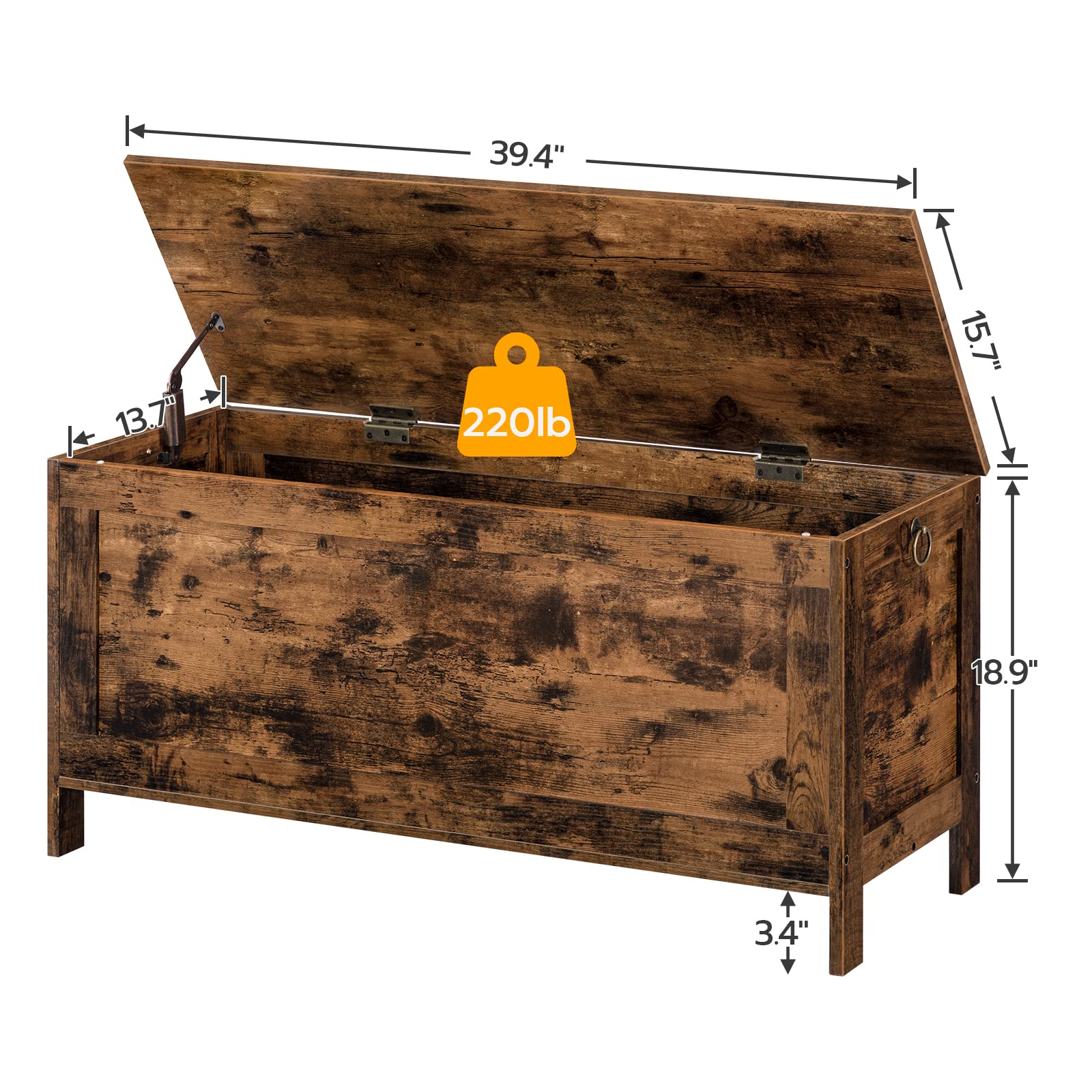 HOOBRO Wooden Storage Chest - Retro Toy Box Organizer with Safety Hinge, Multi-Purpose Storage Box for Kids Room, Living Room & Nursery (BF75CW01G1-BF100CW01)