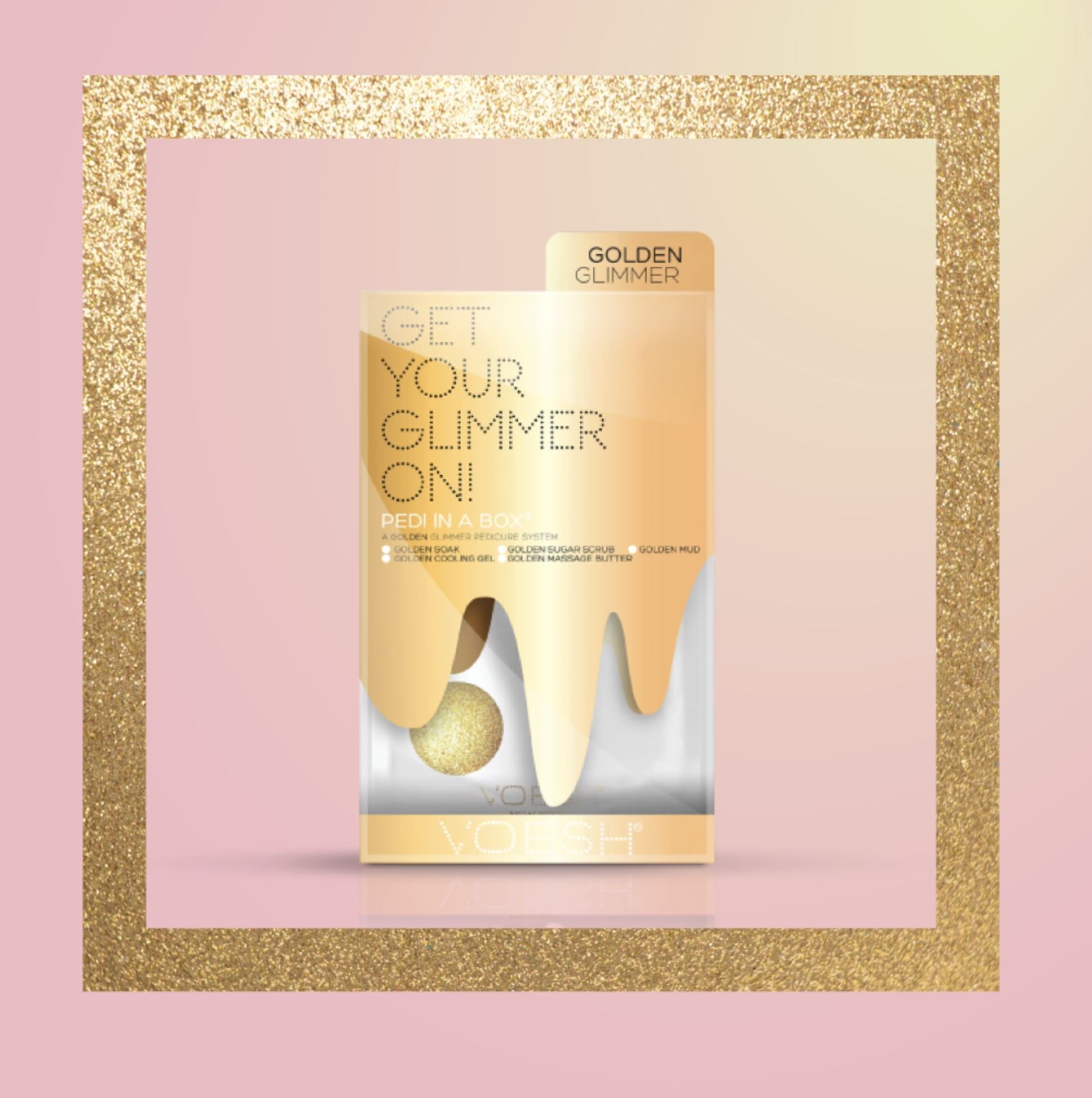 Voesh Spa Pedi in a Box - Golden Vanilla Glimmer Exfoliating Foot Scrub & Moisturizing Treatment Kit | At-Home Pedicure for Soft, Smooth Feet | Perfect for Self-Care, Gifts & Relaxation