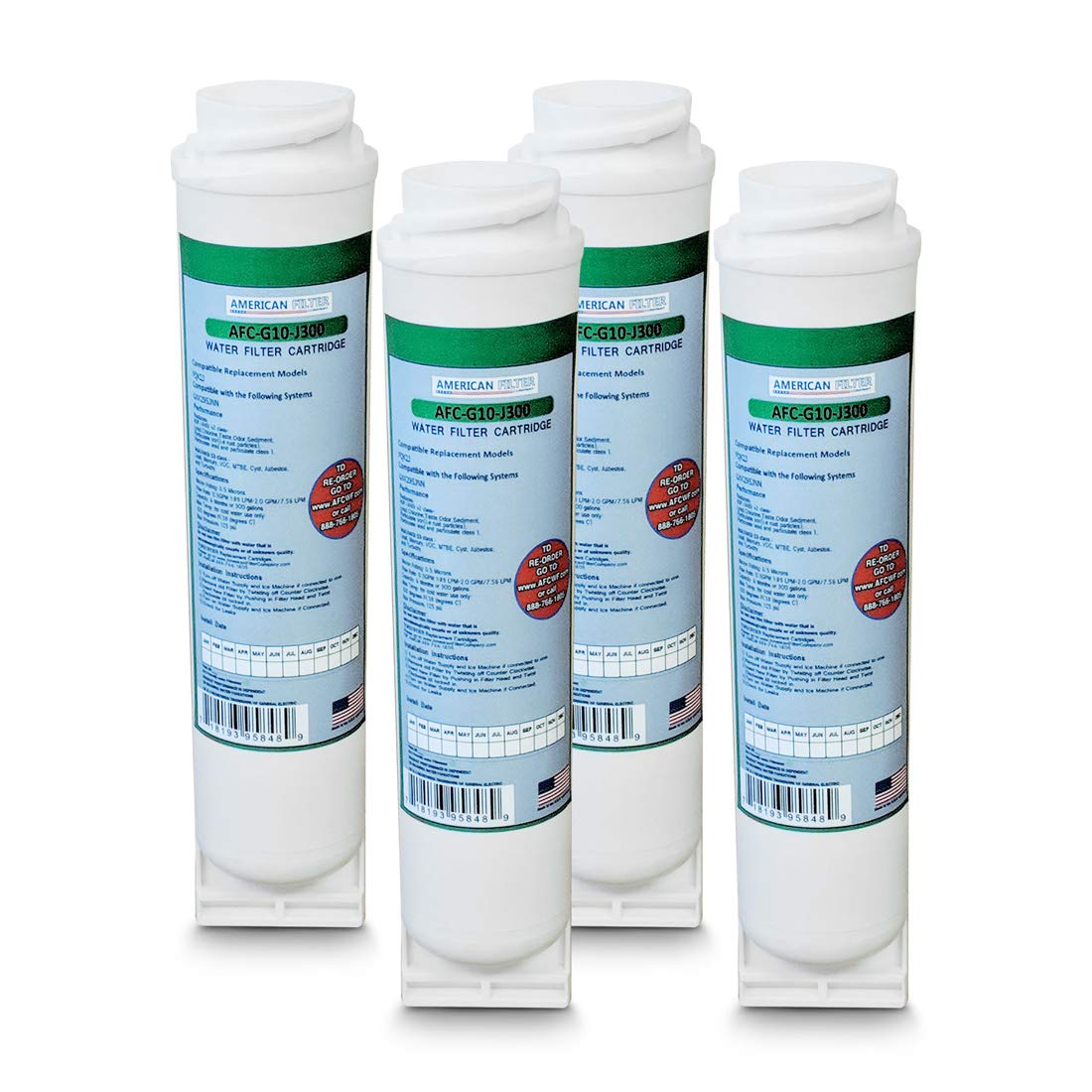 AFC-G10 Water Filter 4-Pack - Replacement for GE FQK2J Filters | High Performance Carbon Filtration System | Perfect for Refrigerators, Under Sink & Home Water Purification