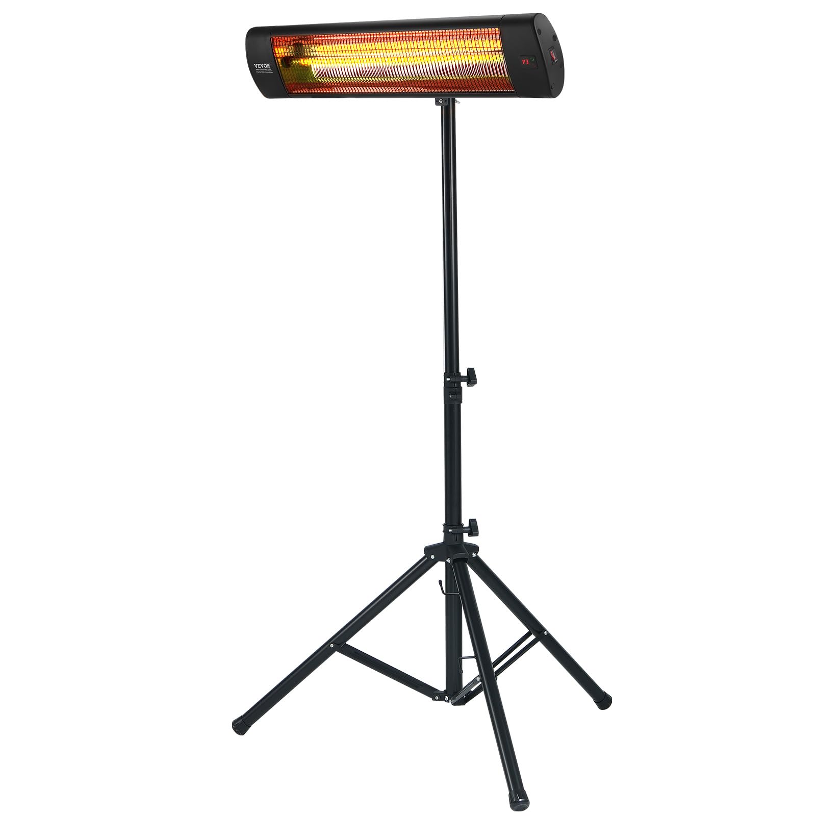 VEVOR 1500W Infrared Heater with Remote Control - 3 Speed Electric Space Heater with LED Display, Timer & Stand - Ceiling/Wall Mountable Patio Heater for Outdoor/Indoor Use - Perfect for Porch, Dining Room, Studio, Garage & Office Warming