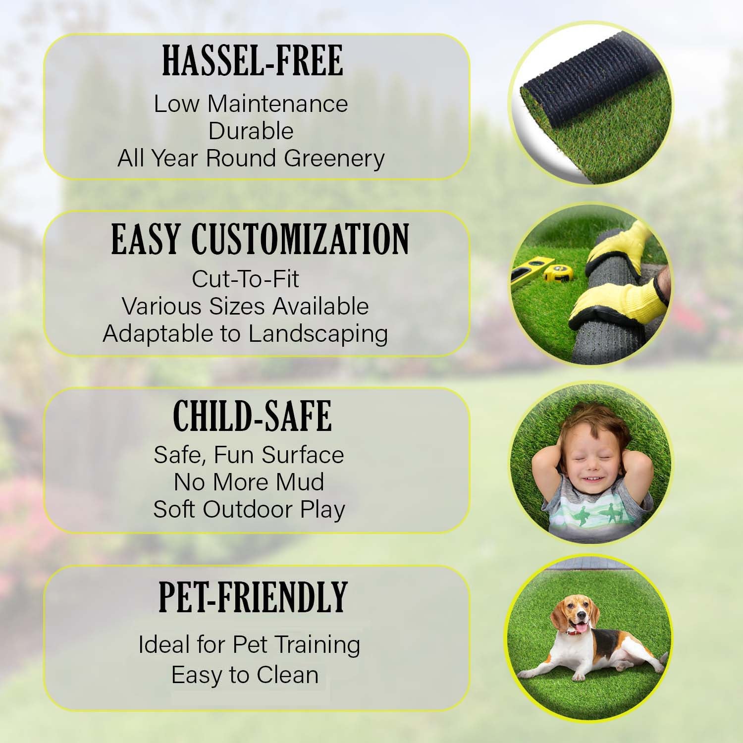 Premium Artificial Grass Rug - Indoor/Outdoor Synthetic Turf Carpet for Patio, Balcony, Playroom & Home Decor - Eco-Friendly & Low Maintenance