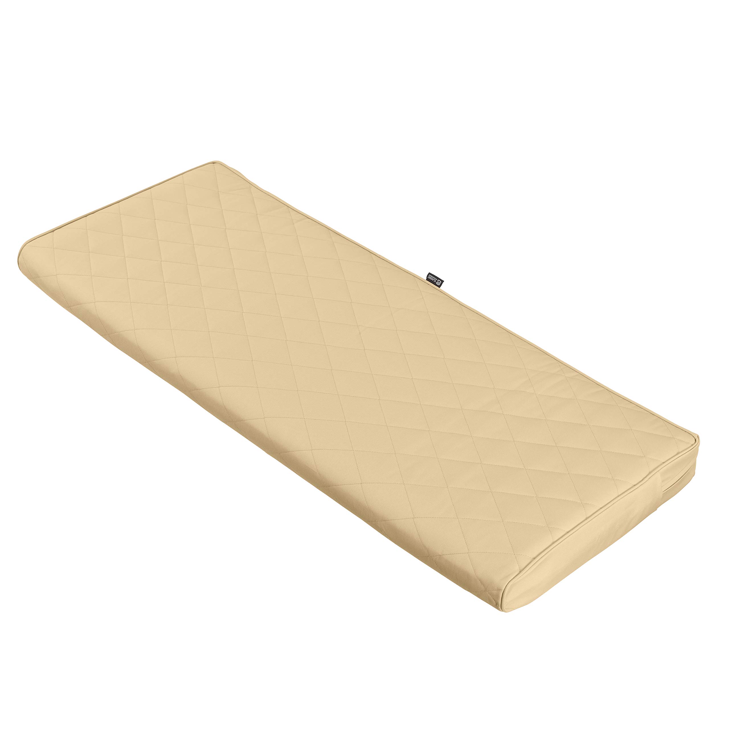 Classic Accessories Montlake FadeSafe Water-Resistant 48 x 18 x 3 Inch Outdoor Quilted Bench Cushion - Weatherproof Patio Furniture Swing Cushion in Chamomile Color - Perfect for Garden, Deck, Porch & Outdoor Seating