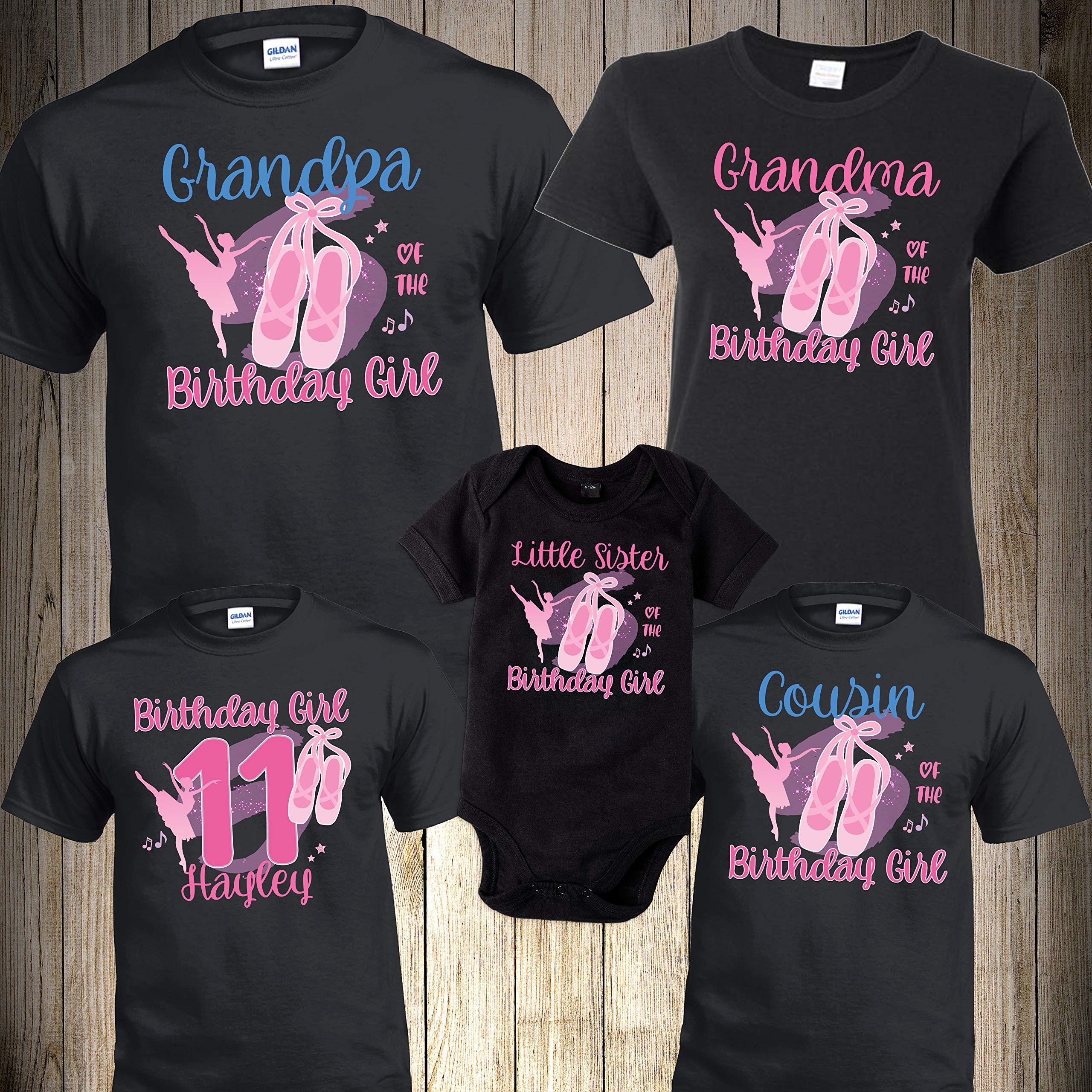 Custom Ballerina Birthday Shirt for Girls - Matching Family Ballet Party Outfits - Princess Ballerina Dance Costume for Birthday Celebrations & Dance Recitals