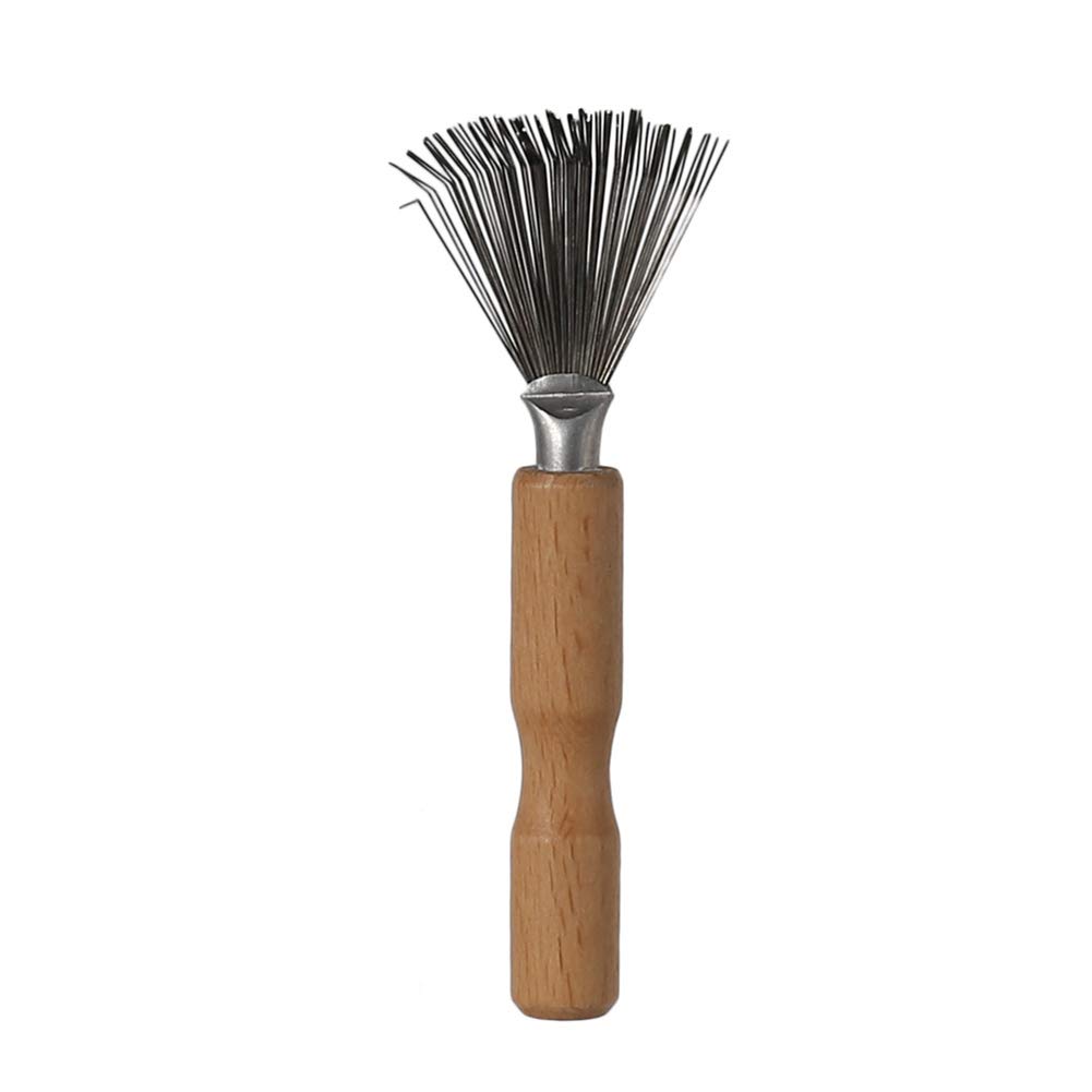Wooden Handle Hair Brush Cleaner - Mini Hair Dirt Remover Comb for Home & Salon Use - Perfect for Detangling, Removing Lint & Maintaining Hair Tools