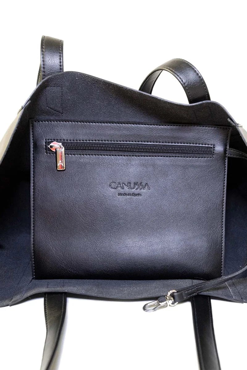 Totissimo Foldable Vegan Leather Tote Bag for Women - Stylish & Eco-Friendly Black Handbag | Perfect for Work, Travel & Shopping