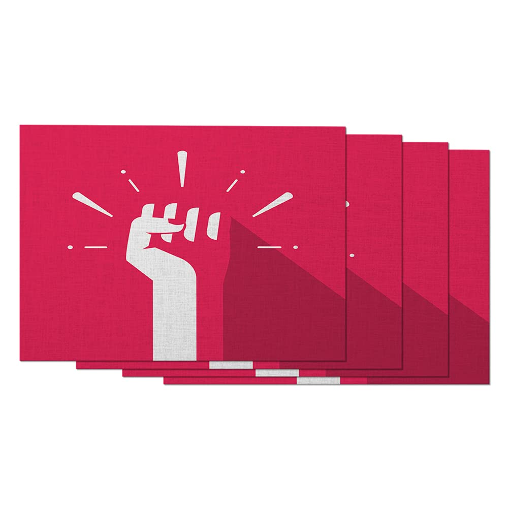 AOYEGO Patriotic Freedom Solidarity Propaganda Silhouette Placemats Set of 4 - 12x18 Inch Cotton Linen Table Mats for Dining Room, Kitchen & Home Decor - Perfect for 4th of July, Memorial Day & Patriotic Themed Parties