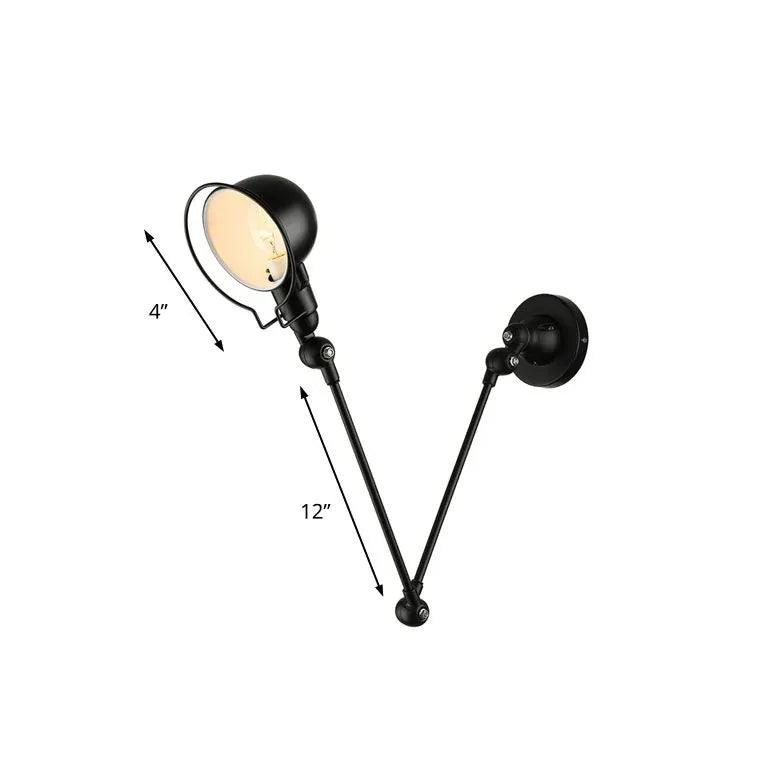 Double Section Arm Reading Industrial Wall Lights - Durable Metal Wall Sconce for Home Office, Workshop & Garage Lighting