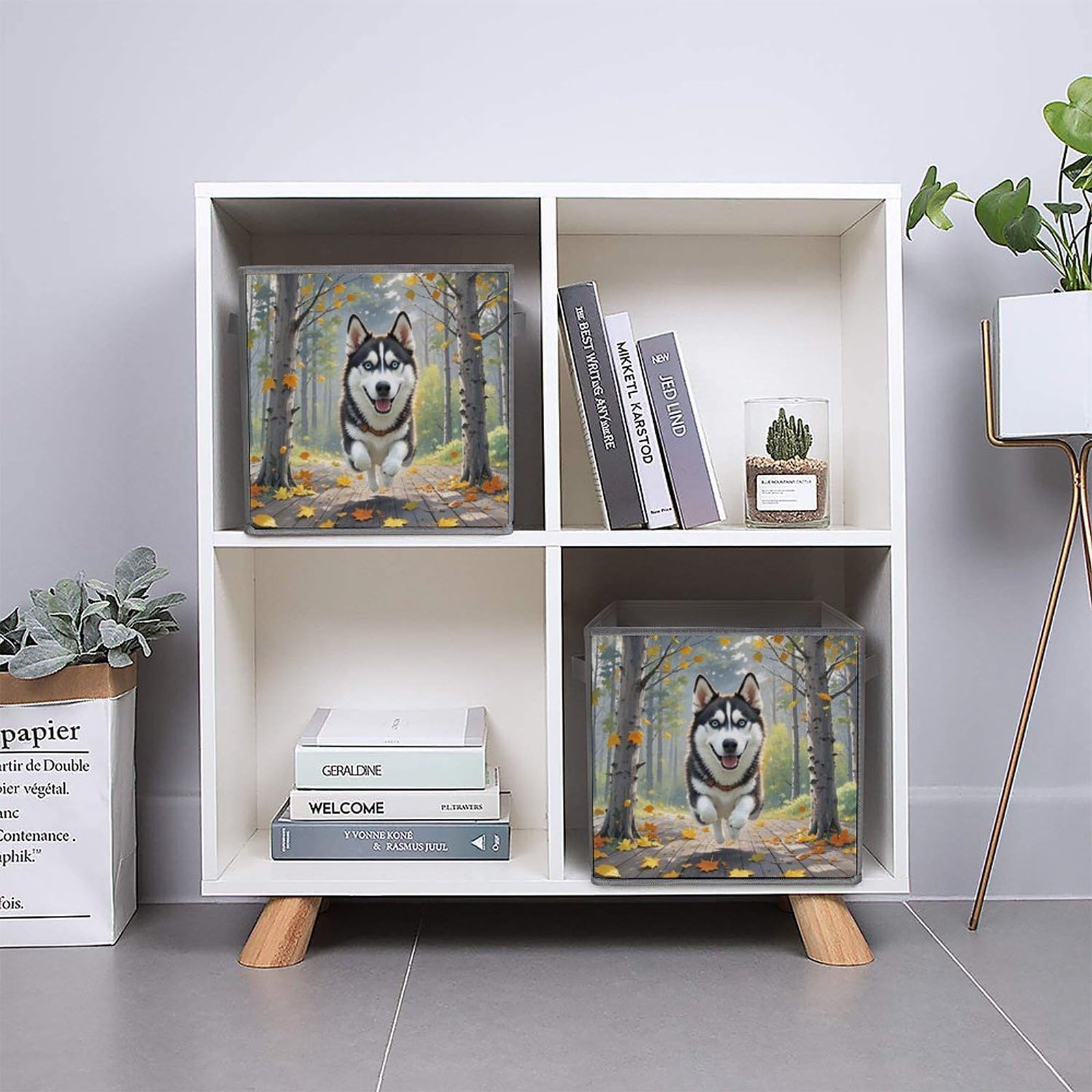 6-Pack Foldable Storage Bins with Handles - Large Capacity Autumn Leaves Printed Storage Boxes for Playroom, Office & Home Organization - Perfect for Toys, Books & Seasonal Decor Storage