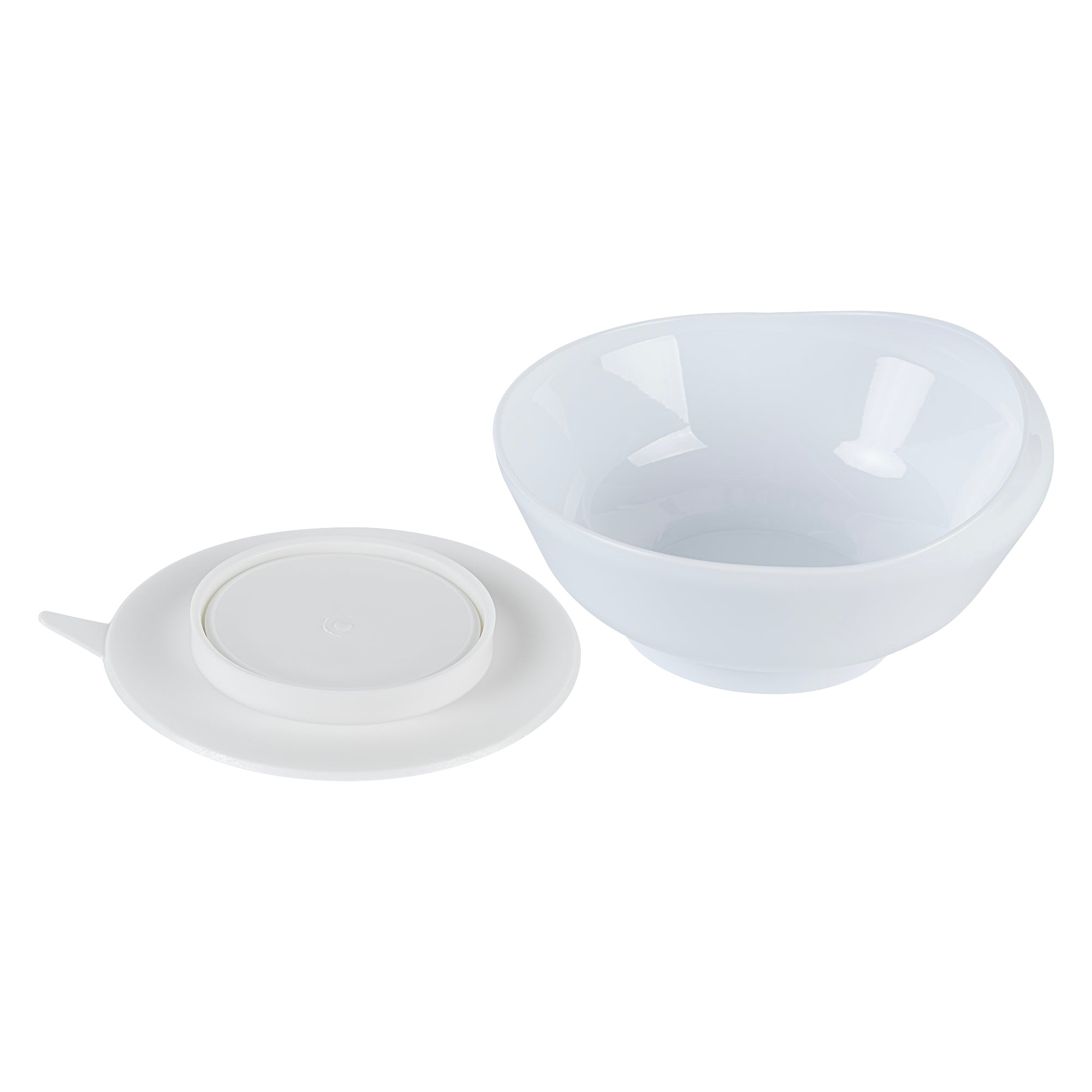 Adapt Tek Round White Plastic 2-Piece Scoop Plate & Bowl Set with Spillproof Design & Suction Base - Includes 1 Plate + 1 Bowl - Perfect for Babies, Toddlers & Kids Mealtime at Home or Travel