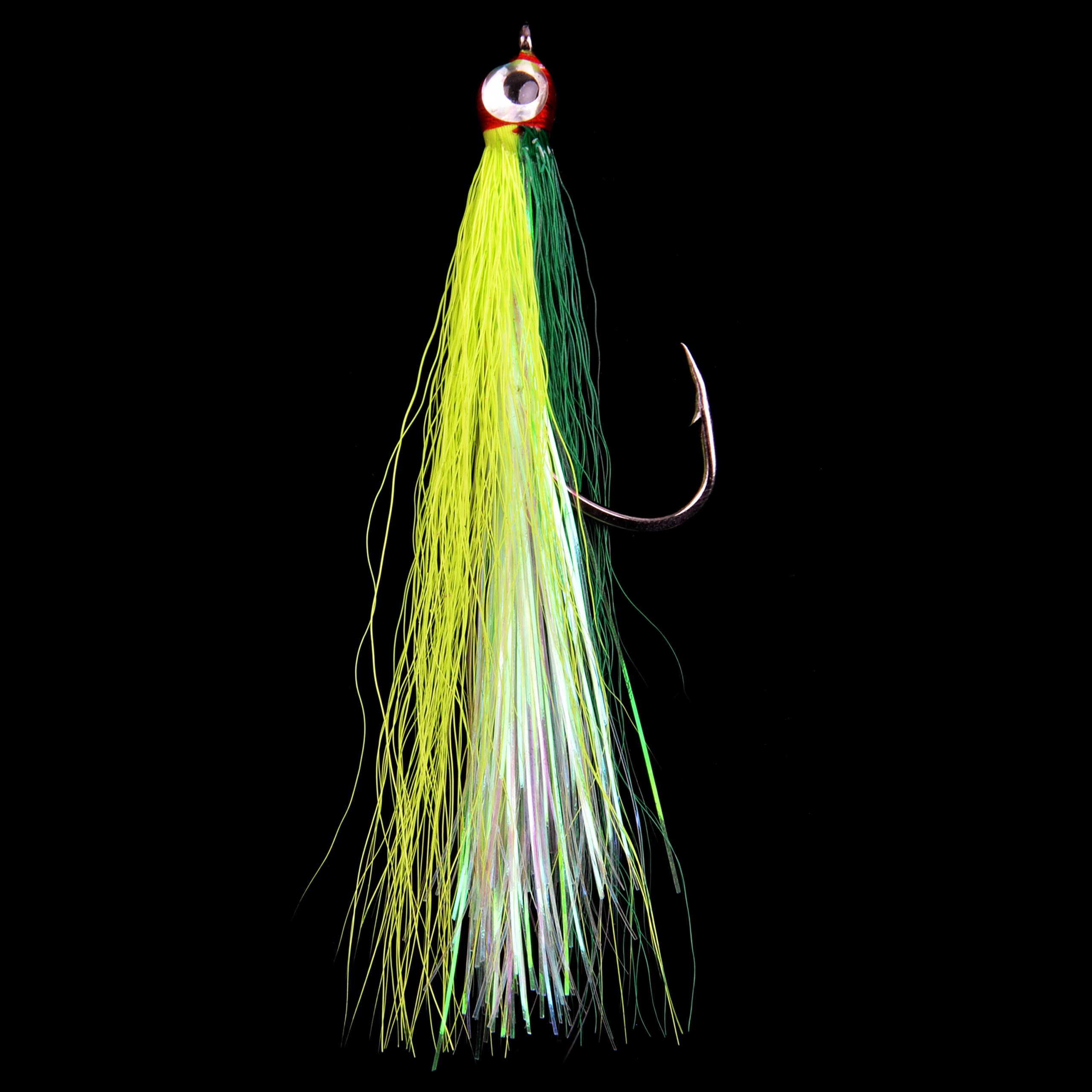 Bucktail Teasers Fishing Hooks with 3D Eyes - 5PCS High Carbon Steel Hooks for Bass & Saltwater Fishing - Premium Mylar Flash Bait Rigs & Fly Fishing Lures - Perfect for Freshwater & Sea Fishing Adventures