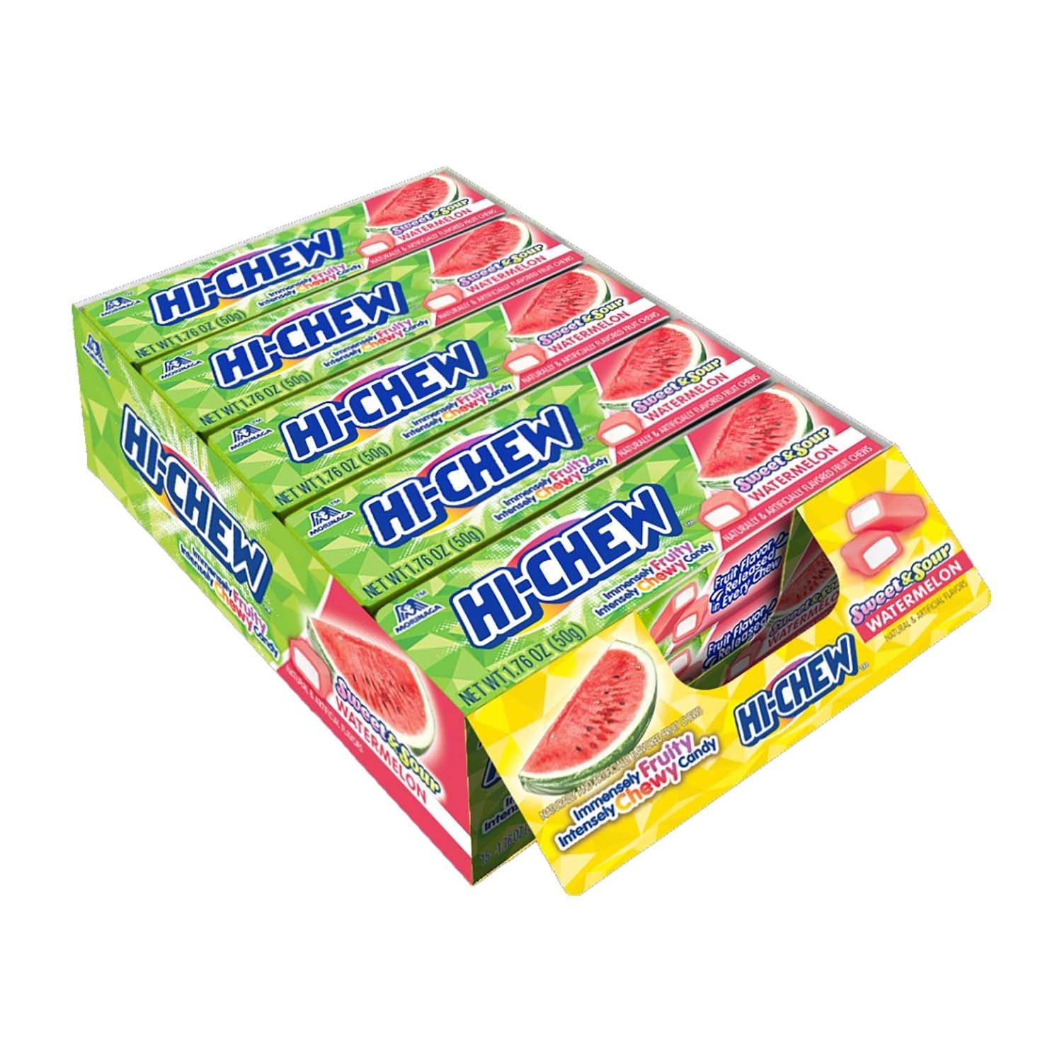 Hi Chew Watermelon Flavor Chewy Candy - 15 Count Box | Sweet & Juicy Japanese Snack for Parties, Gifts & On-the-Go Treats