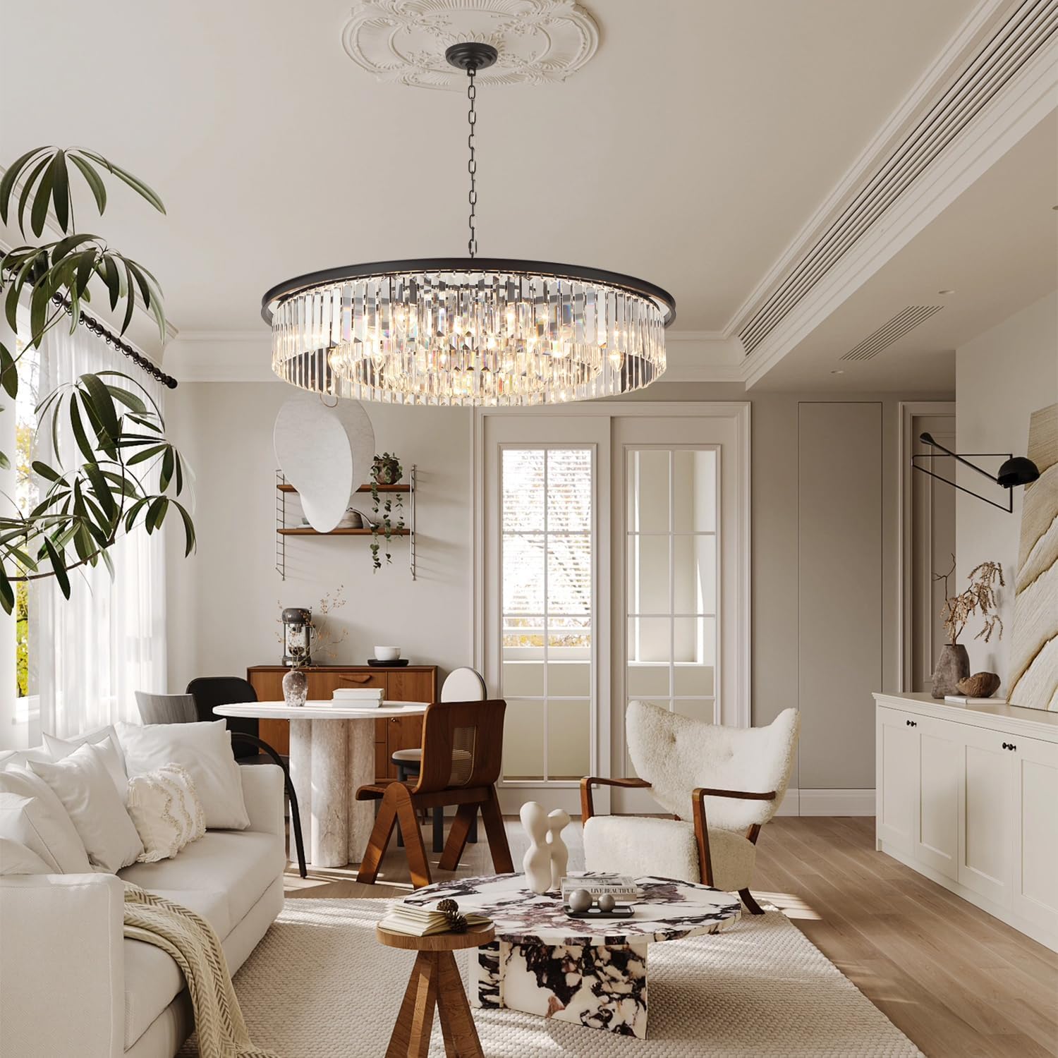 18-Light Crystal Chandelier - Adjustable Height 39