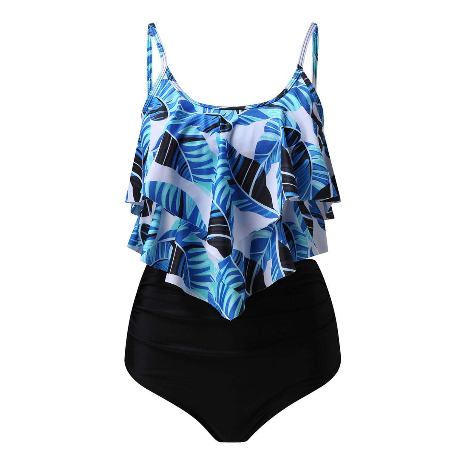 Women's High Waisted Tummy Control Swimsuits - Flounce Tankini Top & Two Piece Bathing Suit | Perfect for Beach Vacations, Pool Parties & Summer Getaways