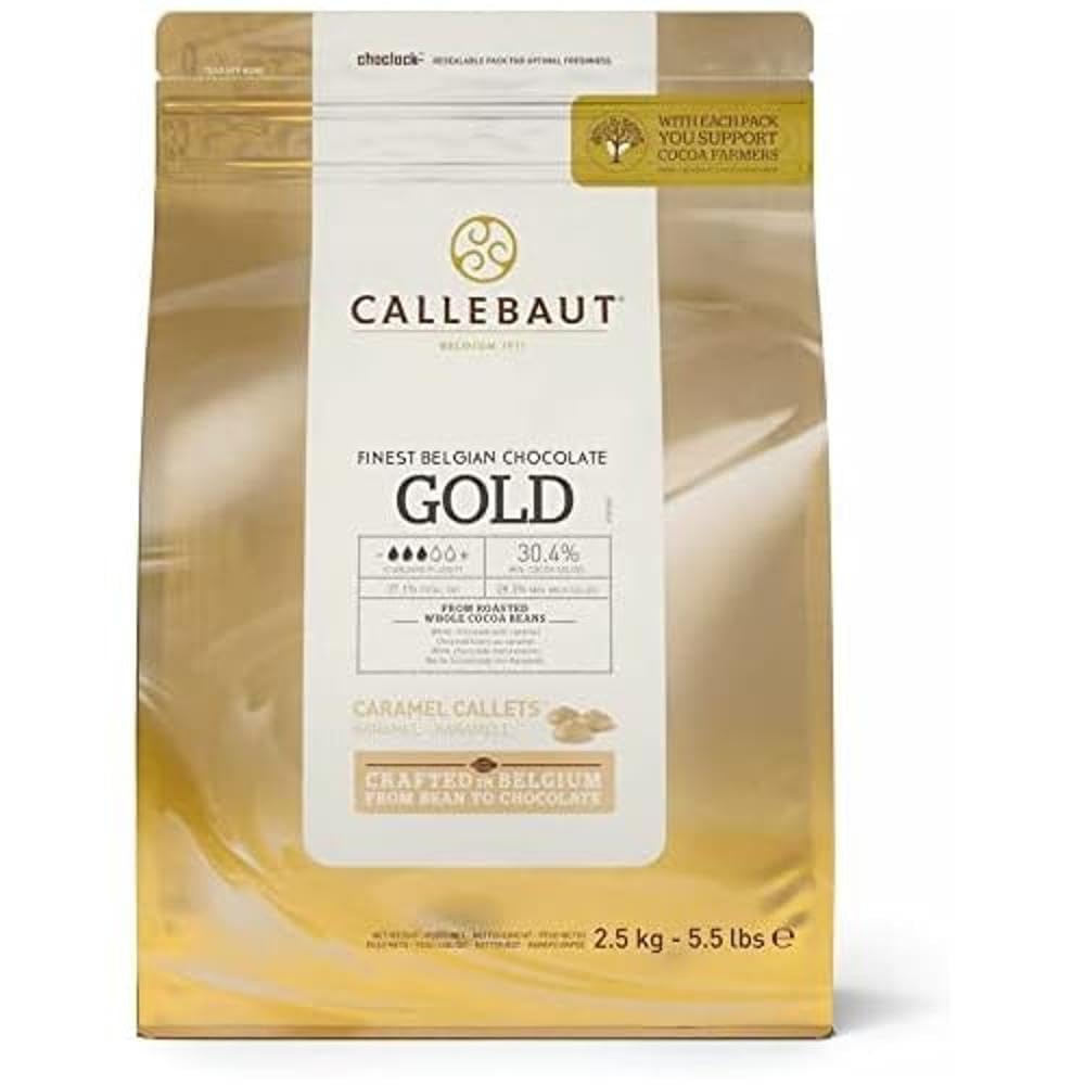 Premium Callebaut Belgian Gold Chocolate - 30.4% Cacao & 28.3% Milk - 2.5kg (88.16oz) Bulk Baking Chocolate for Desserts, Pastries & Professional Chefs