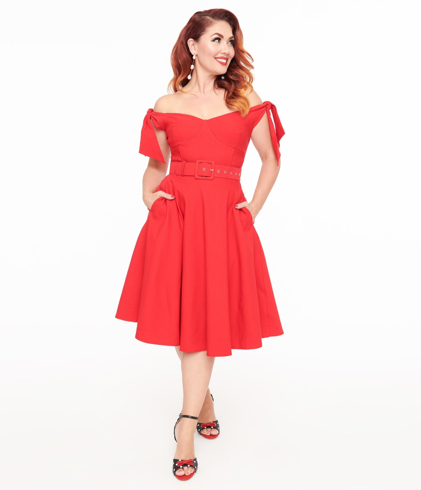 Vintage 1960s Red Off The Shoulder Swing Dress - Retro Cocktail Party Dress for Women, Perfect for Weddings, Dances & Special Occasions
