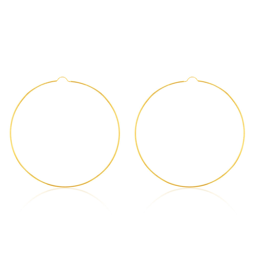 9ct Yellow Gold 80mm Plain Hoop Earrings for Women - Classic Circle Earrings for Everyday Wear, Gift Giving & Special Occasions