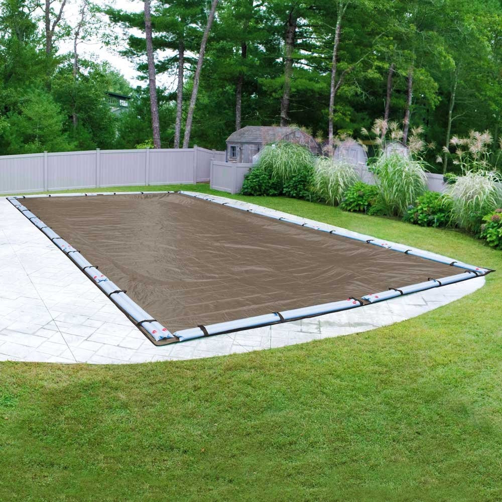Pool Mate 433050R-PM Extreme-Mesh Winter In-Ground Pool Cover, 30 x 50 Feet, Extra Large Taupe - Heavy Duty Protection for Cold Weather & Snow Load - Perfect for In-Ground Pools During Winter Season